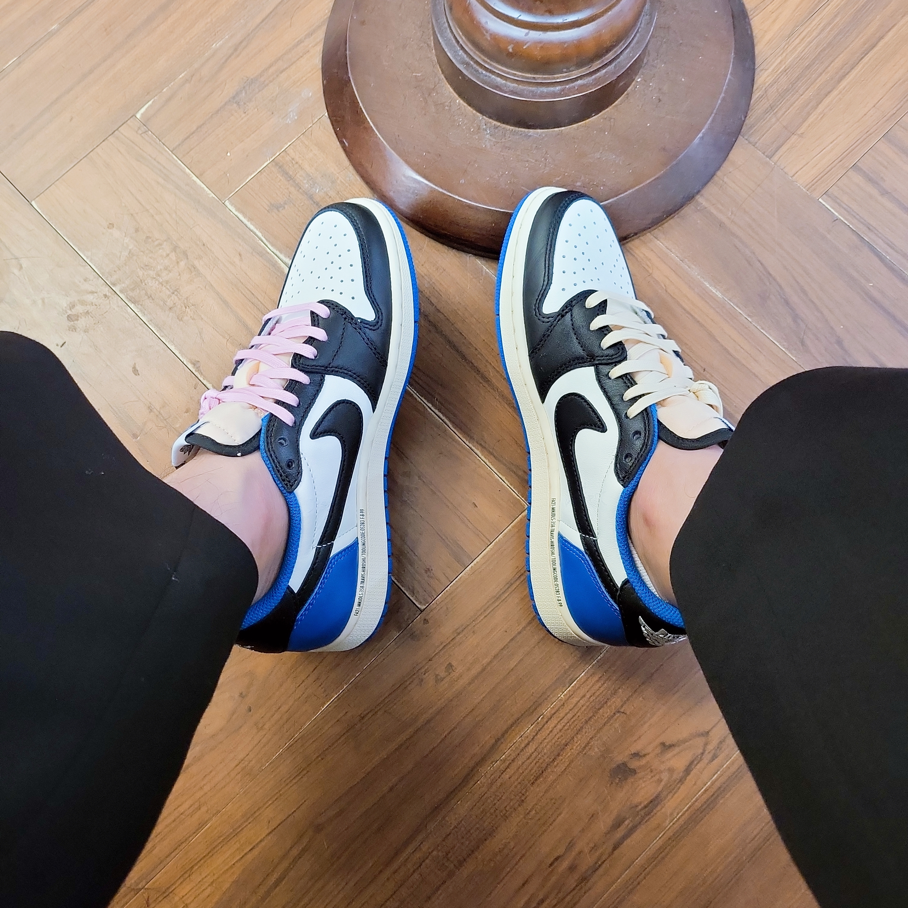 Jordan 1 x Travis Scott x Fragment Retro Low OG SP Military Blue, Nike Dunk Low Retro Varsity Green 착용 스타일 - 3