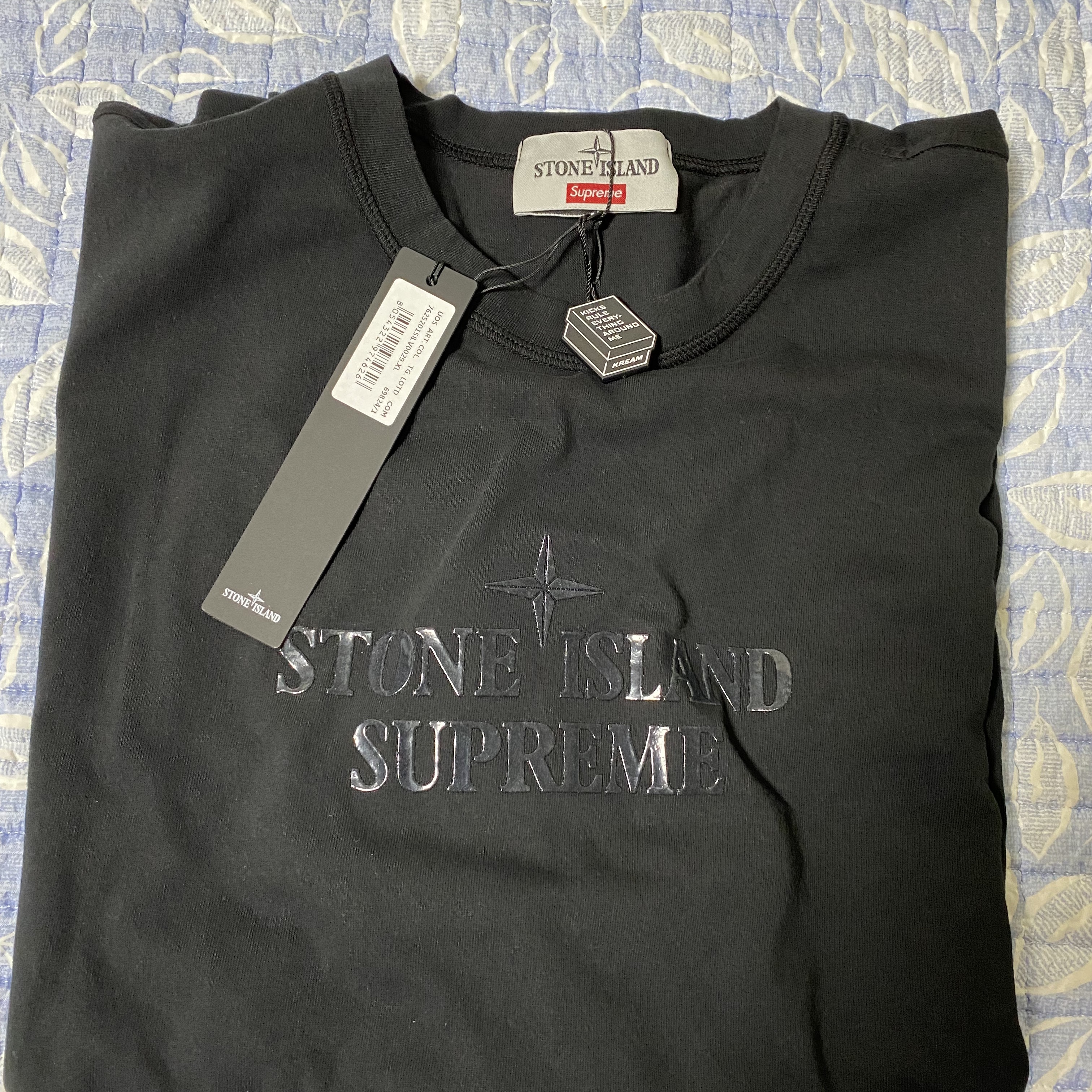 Supreme x Stone Island S/S Top Black - 22SS 착용 스타일 - 1
