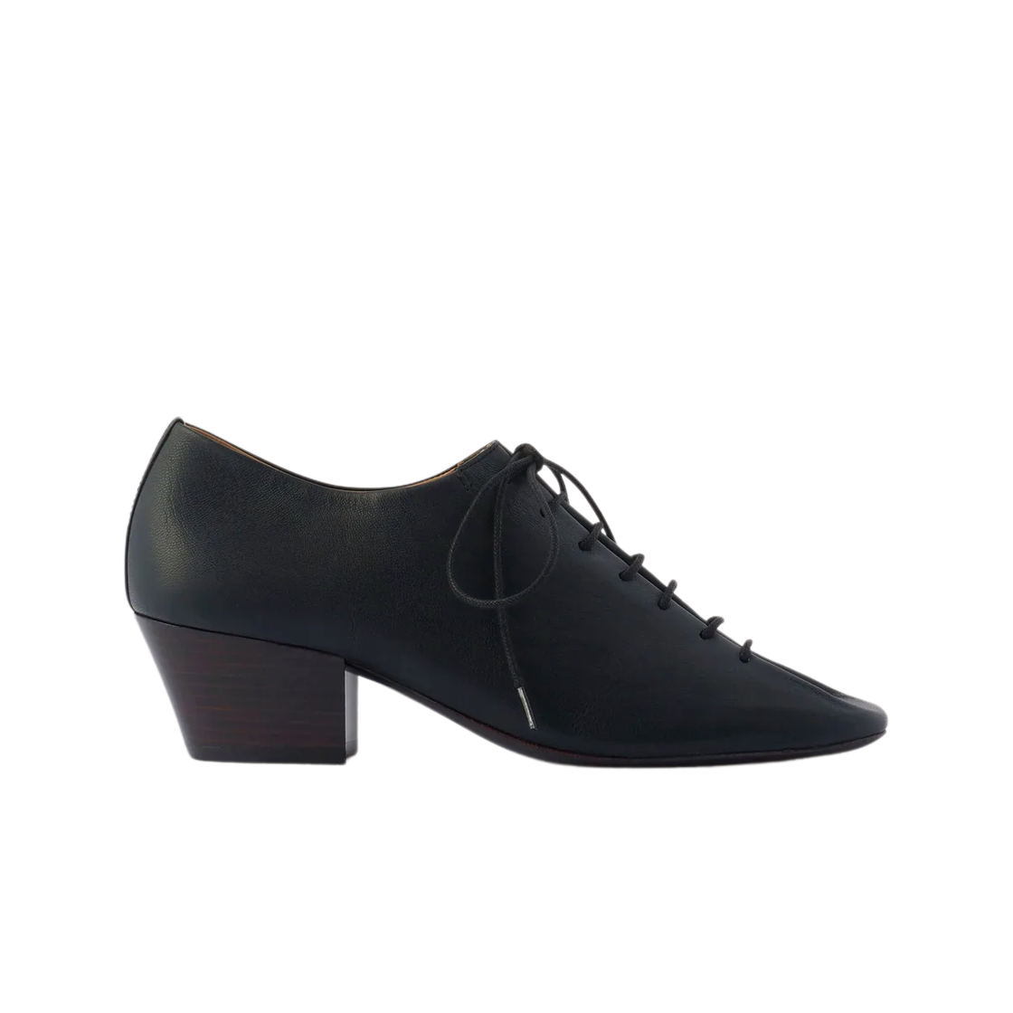 (W) 르메르 힐 더비 사틴 나파 레더 블랙((W) Lemaire Heeled Derbies Satin Nappa Leather Black) - 1