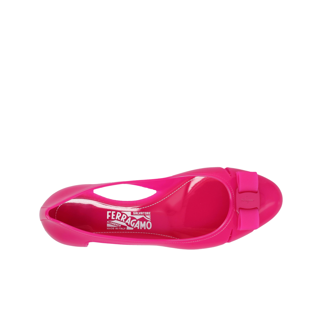 (W) 페라가모 젤리 발레 플랫 바라 보우 핫 핑크 - C((W) Ferragamo Jelly Ballet Flat with Vara Bow Hot Pink - C) - 2