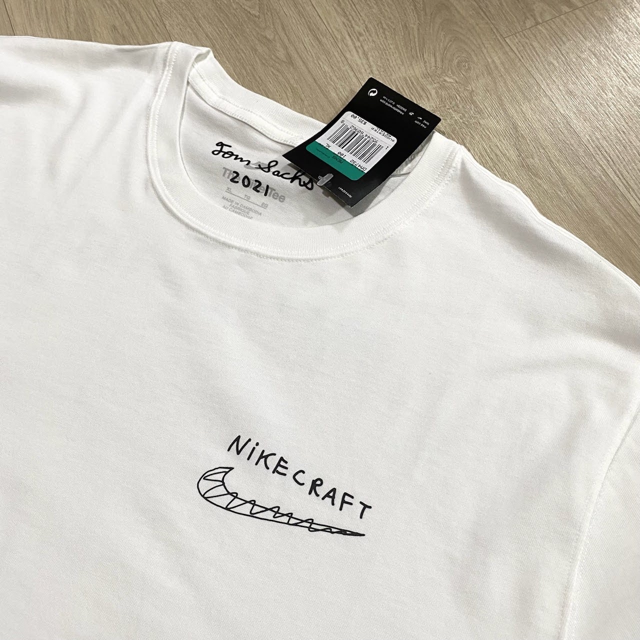Nike x Tom Sachs Nikecraft Studio T-Shirt White, Jordan 1 x Travis Scott x Fragment Retro Low OG SP Military Blue 착용 스타일 - 3