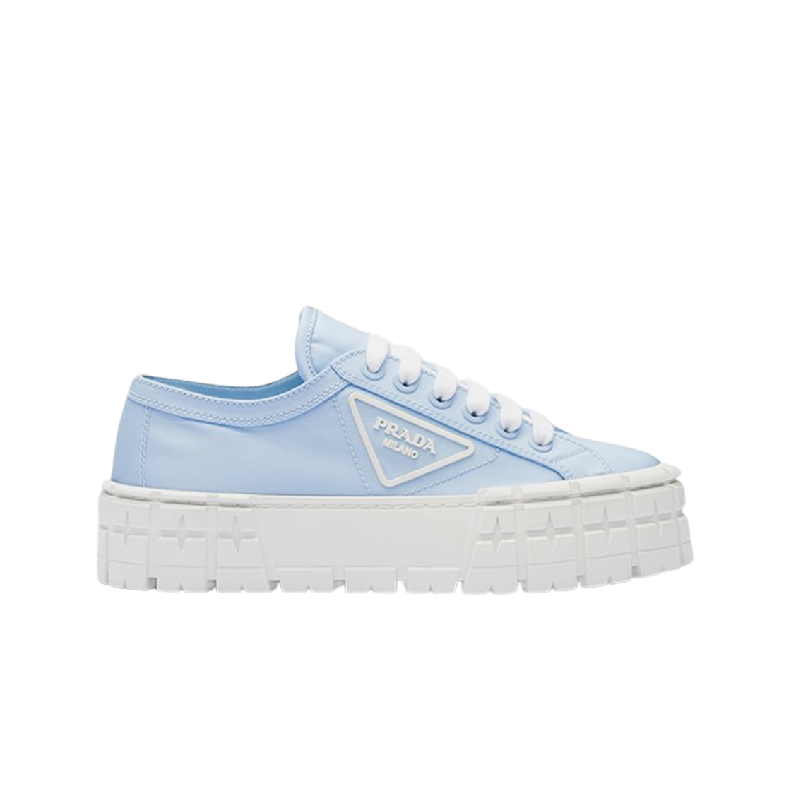(W) 프라다 더블 휠 나일론 개버딘 스니커즈 셀레스트((W) Prada Double Wheel Nylon Gabardine Sneakers Celeste) - 1