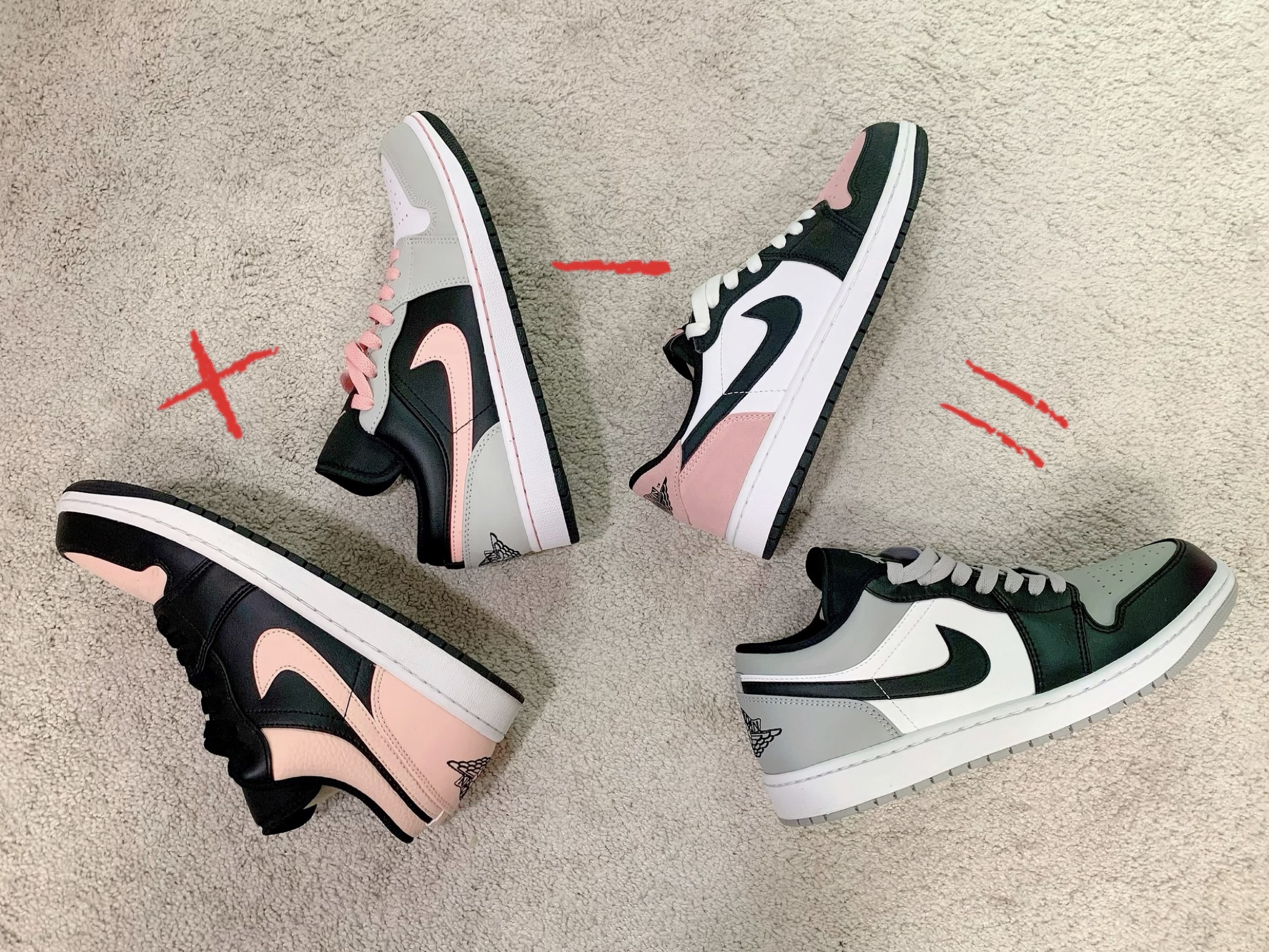 Jordan 1 Low Crimson Tint, Jordan 1 Retro Low OG Bleached Coral 착용 스타일