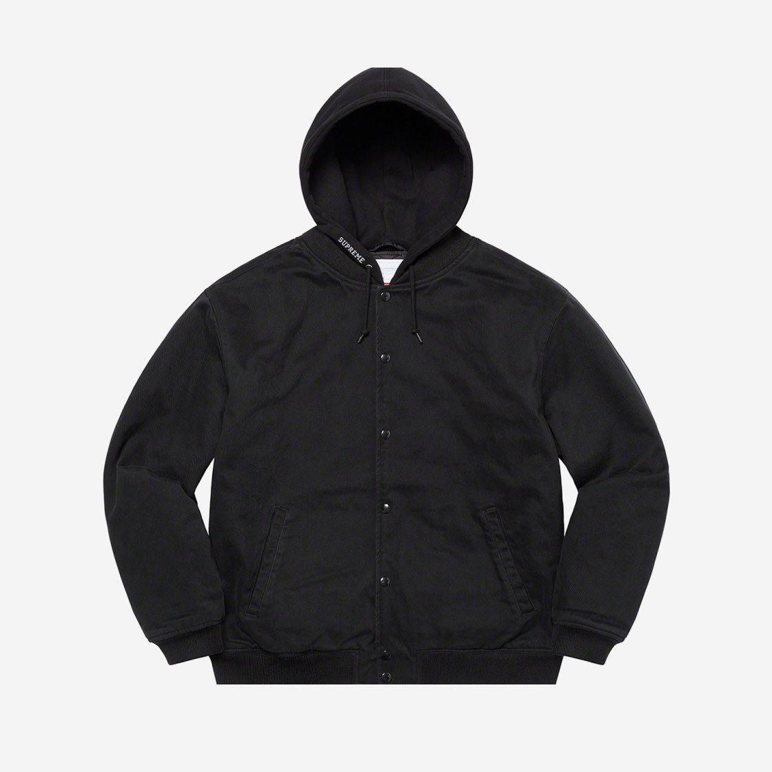 Supreme Hooded Twill Varsity Jacket Black 22SS