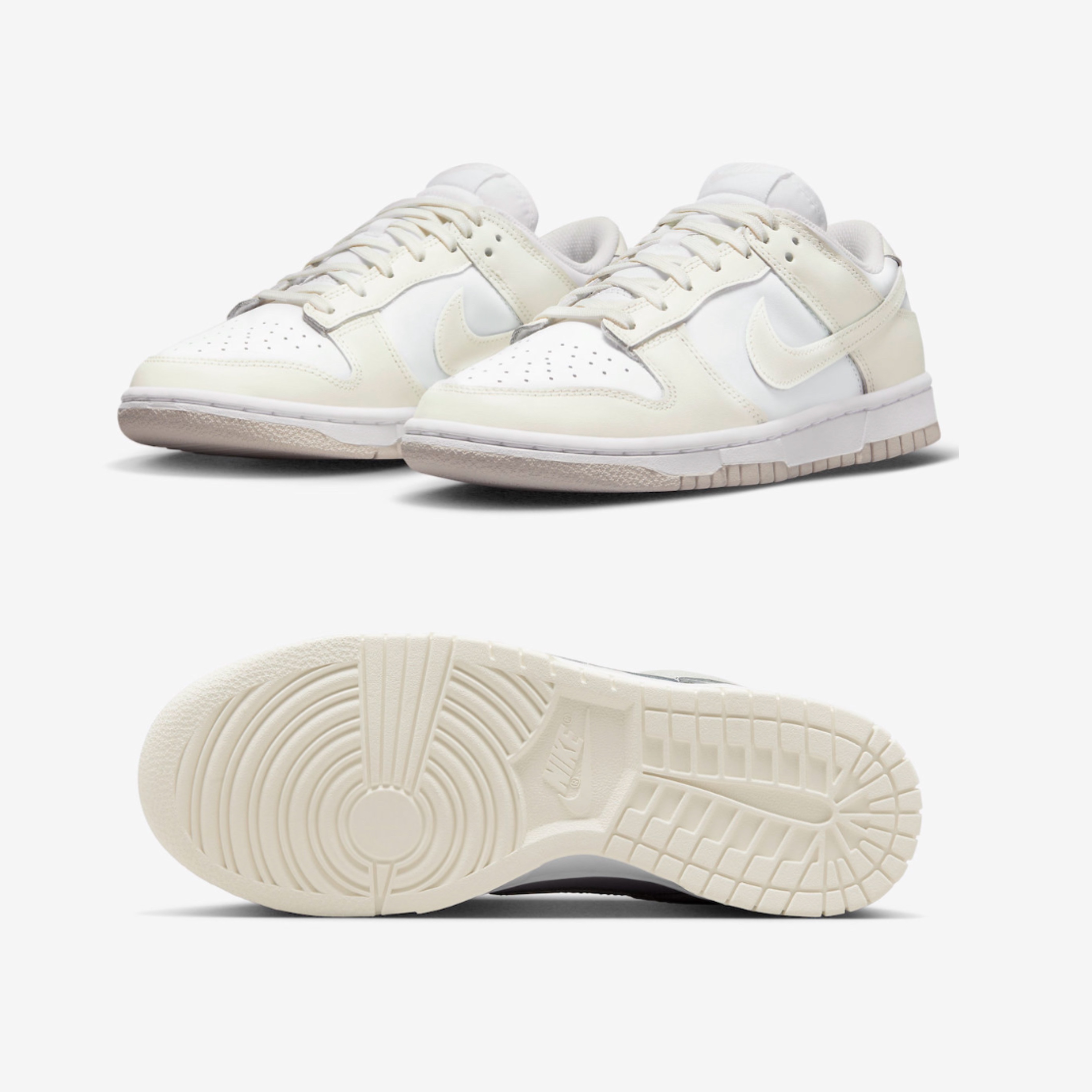 (W) Nike Dunk Low White and Sail 착용 스타일 - 2
