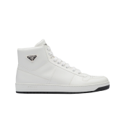 Prada Downtown Leather High-Top Sneakers White Black