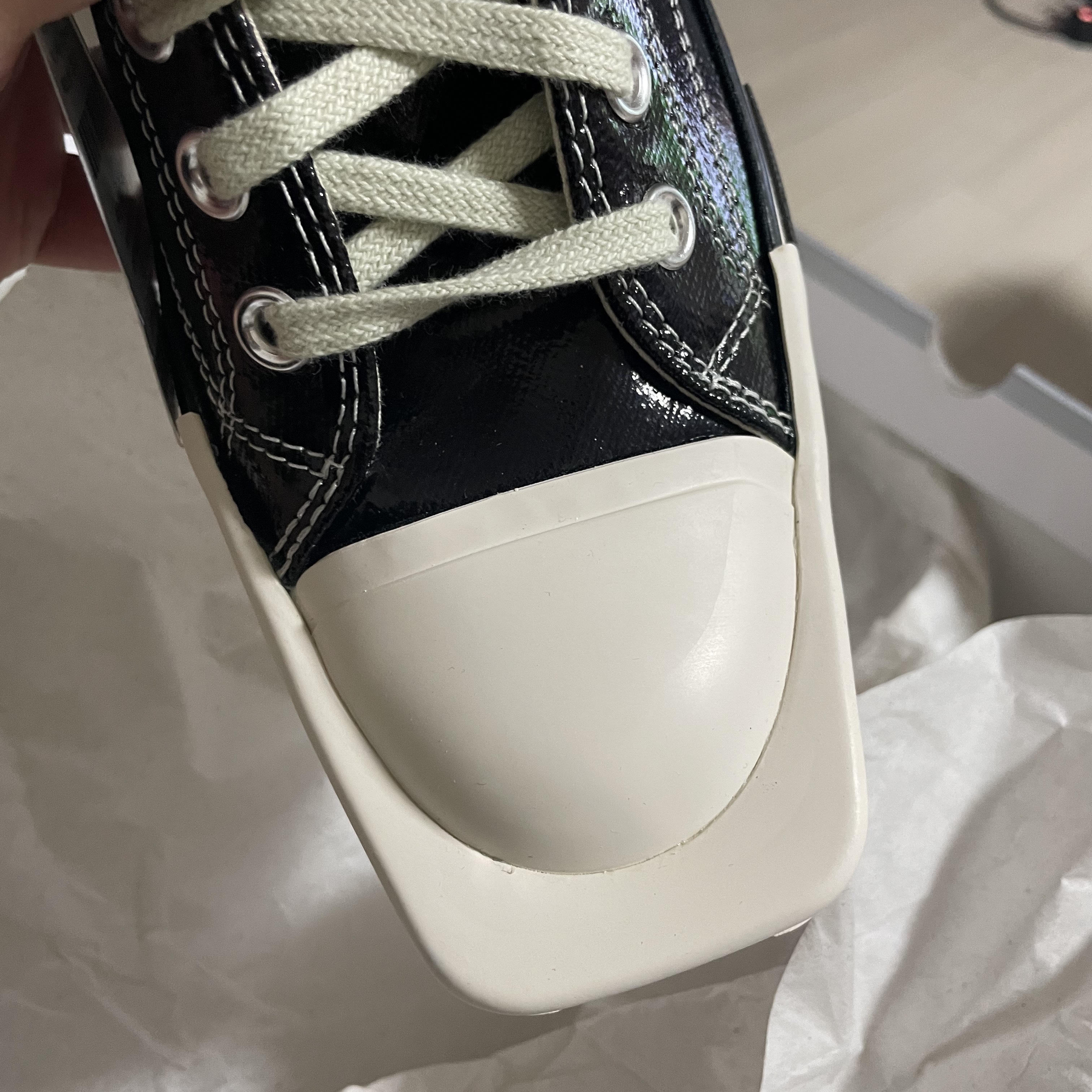 Converse x Drkshdw Turbodrk Chuck 70 Hi Black Lacquered Denim 착용 스타일 - 2