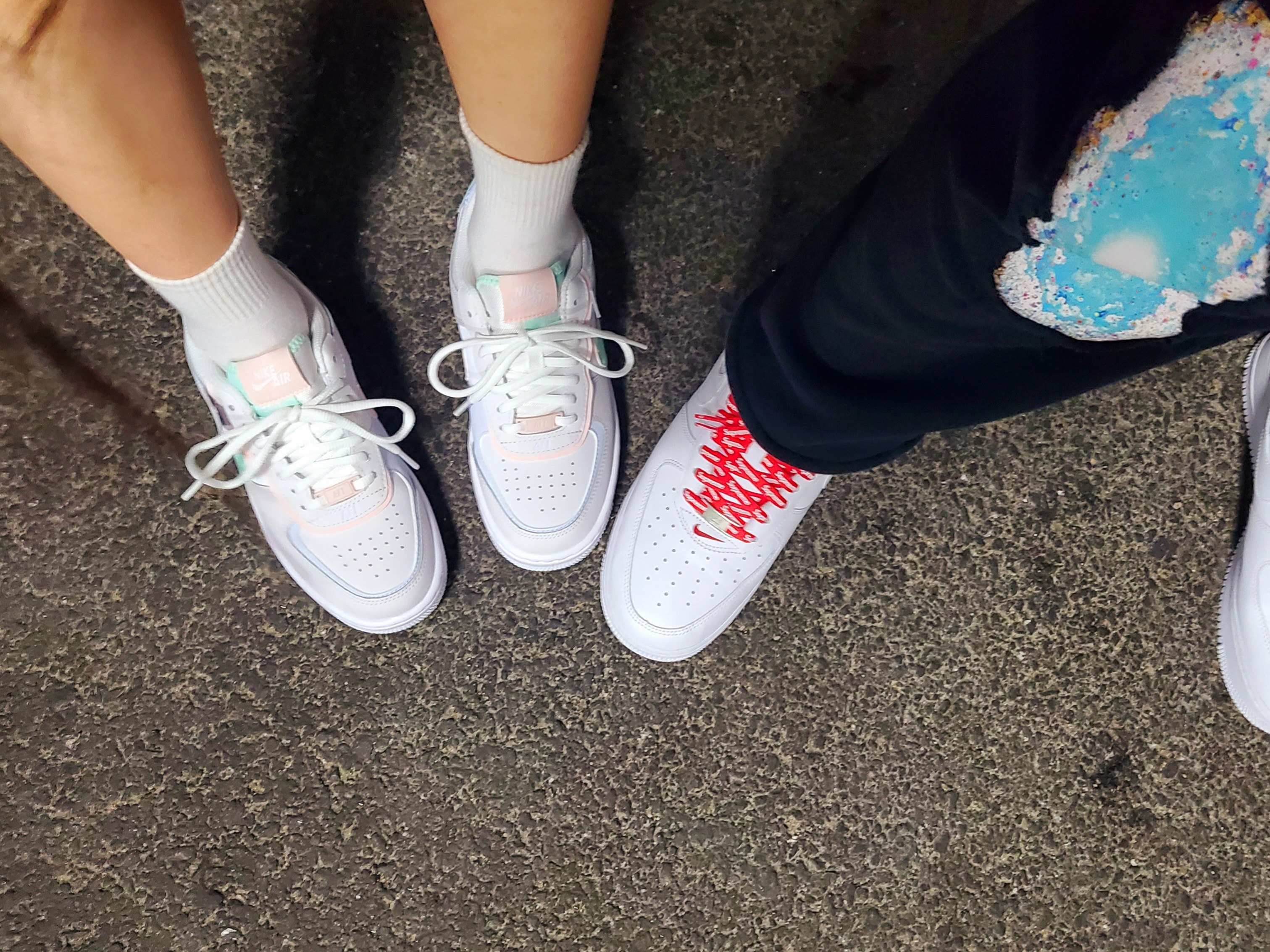 (W) Nike Air Force 1 Shadow White Atmosphere Mint, Nike x Supreme Air Force 1 Low White 착용 스타일 - 2