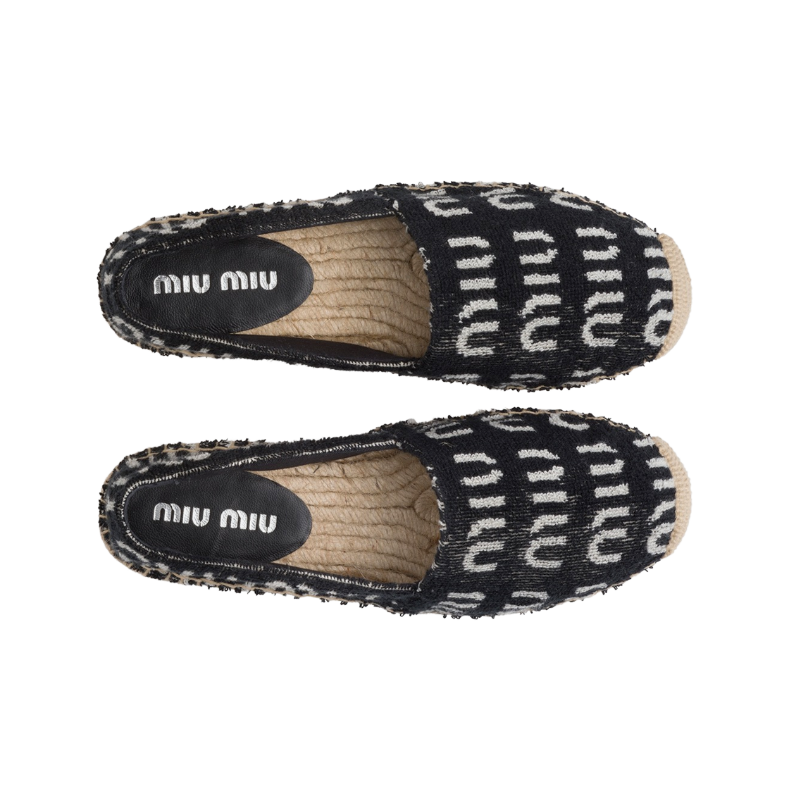 (W) 미우 미우 테리 클로스 에스파드리유 블랙 아이보리((W) Miu Miu Terry Cloth Espadrilles Black Ivory) - 2