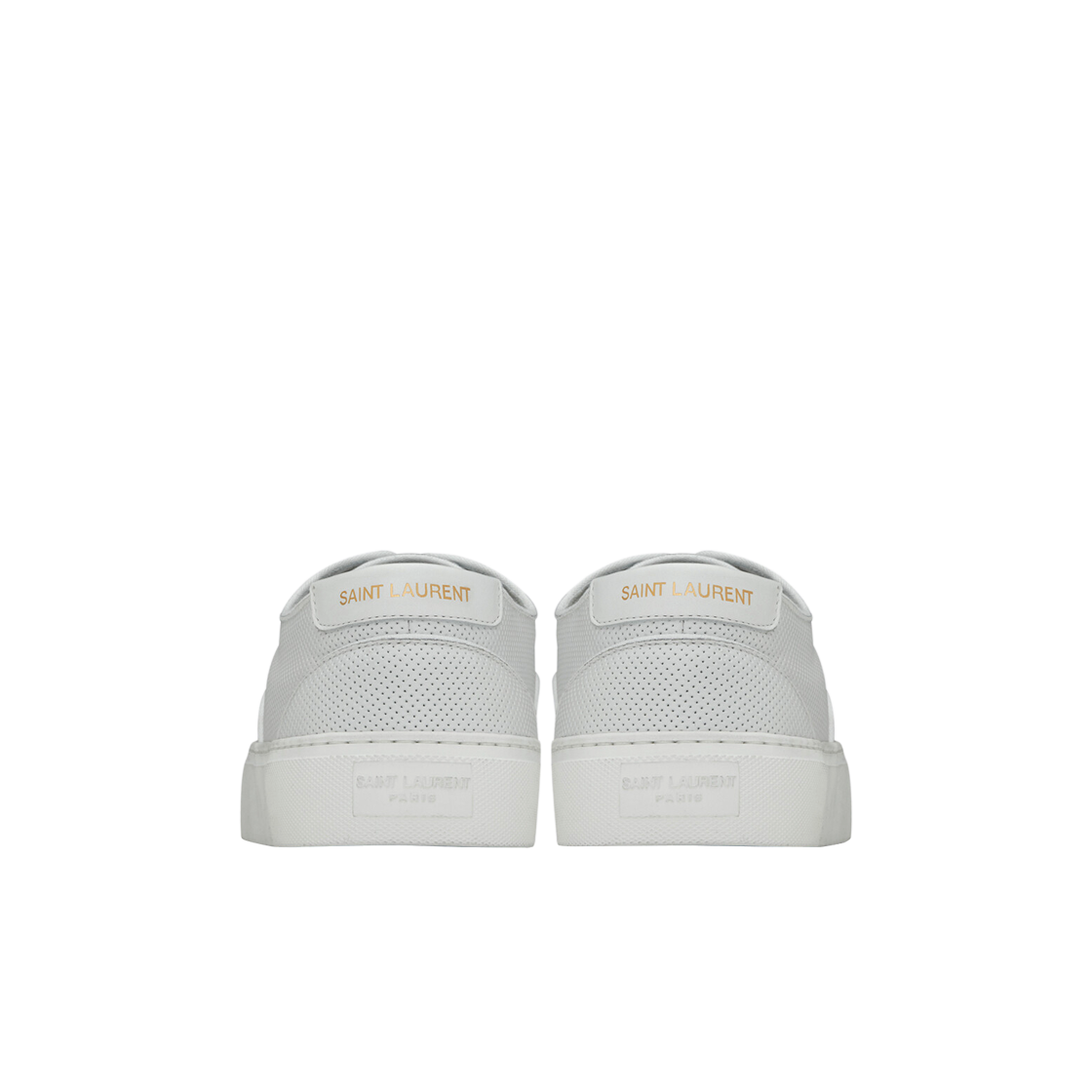 (W) 생로랑 베니스 퍼포레이티드 레더 스니커즈 옵틱 화이트((W) Saint Laurent Venice Sneakers in Perforated Leather Optic White) - 2