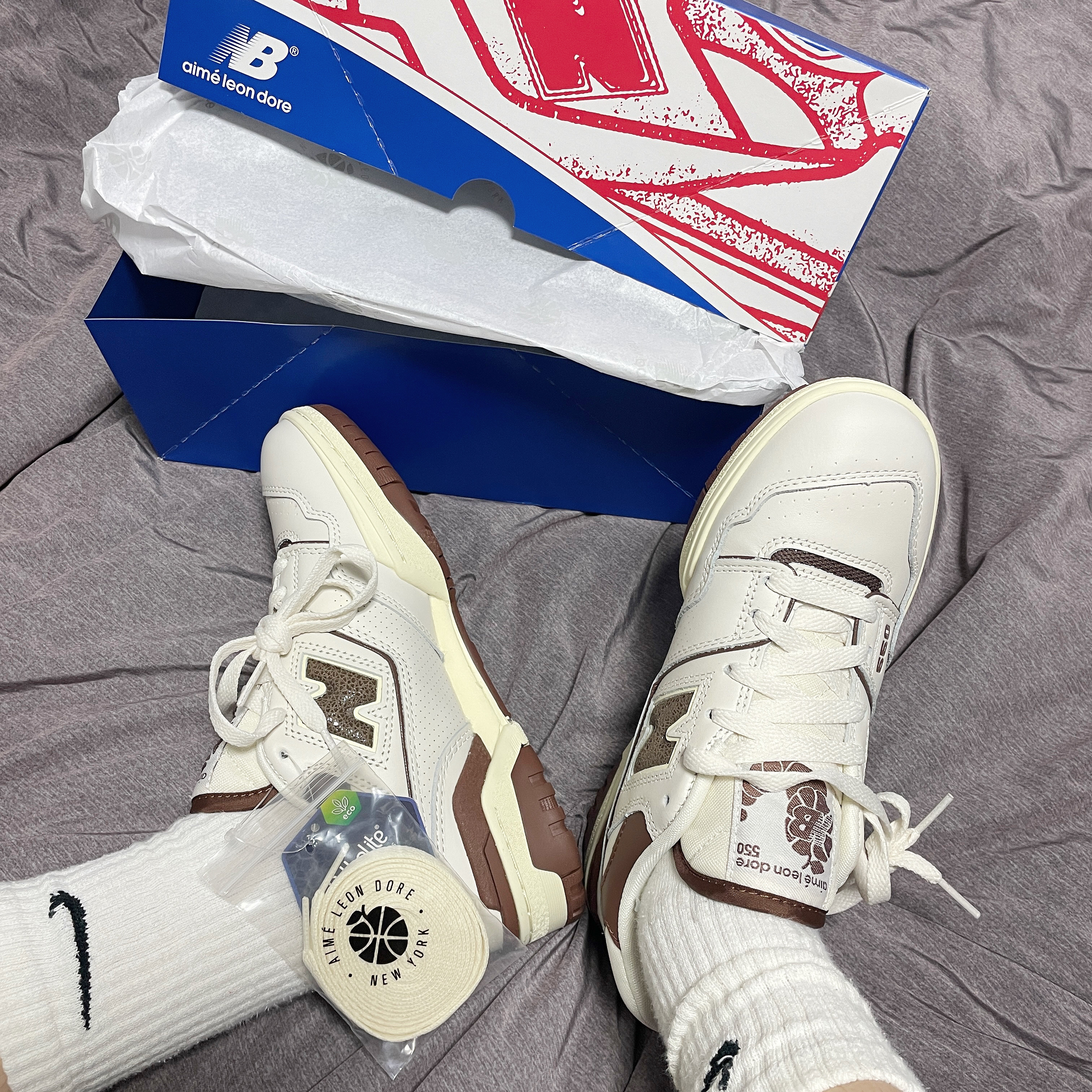 New Balance x Aime Leon Dore 550 Brown 착용 스타일