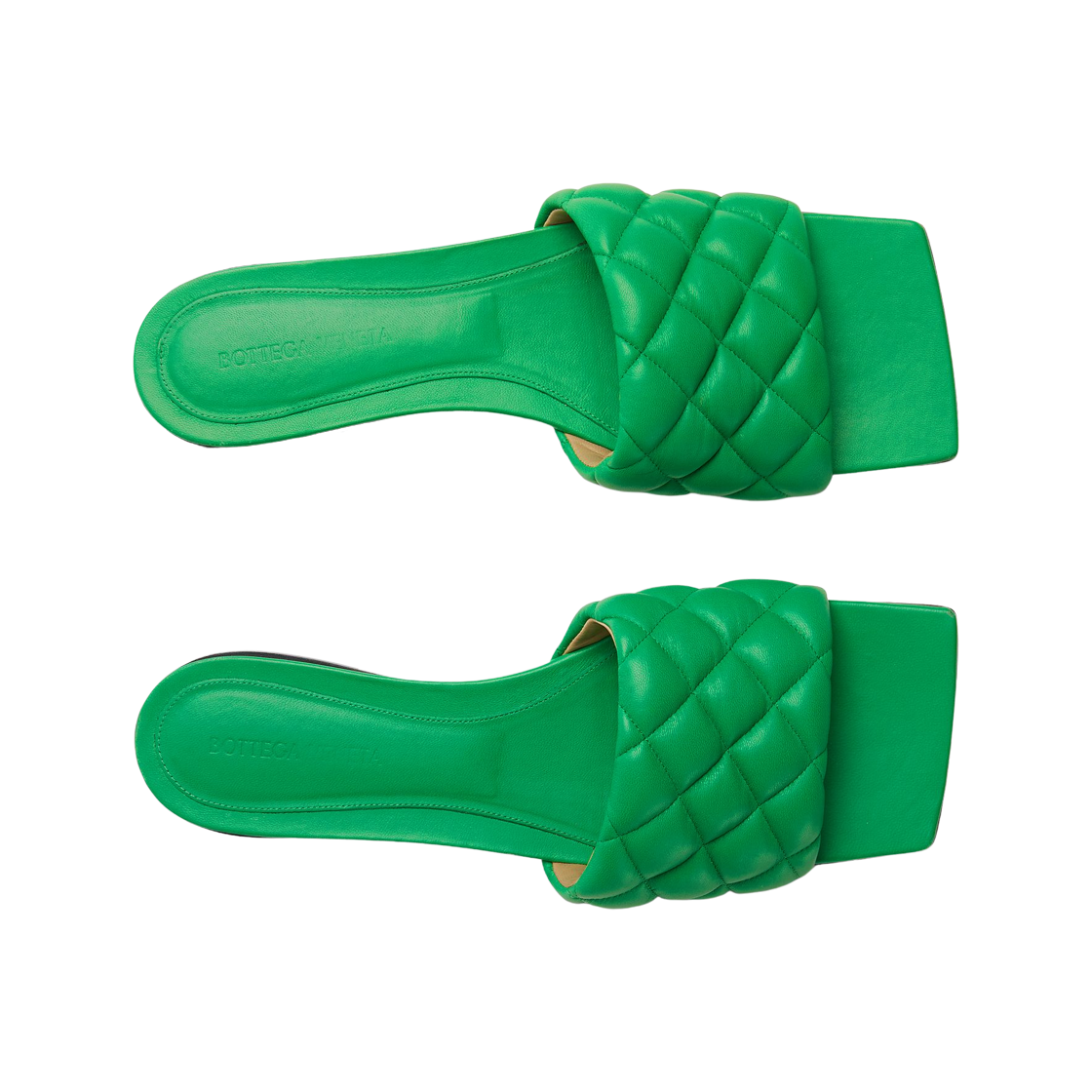 (W) 보테가 베네타 퀼티드 레더 패딩 플랫 샌들 패러킷((W) Bottega Veneta Quilted Leather Padded Flat Sandals Parakeet) - 2