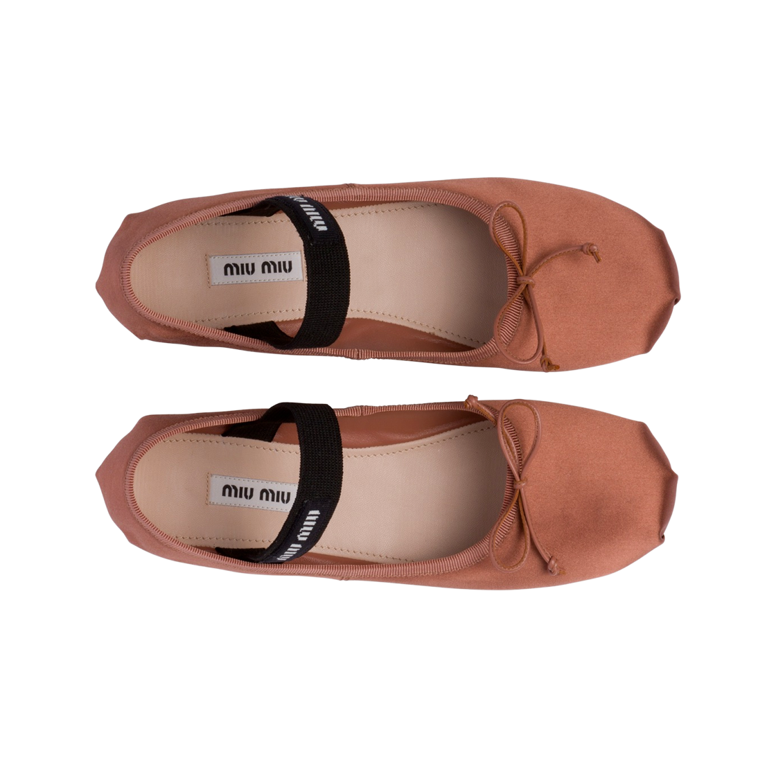 (W) 미우 미우 사틴 발레리나 코코아 브라운((W) Miu Miu Satin Ballerinas Cocoa Brown) - 2