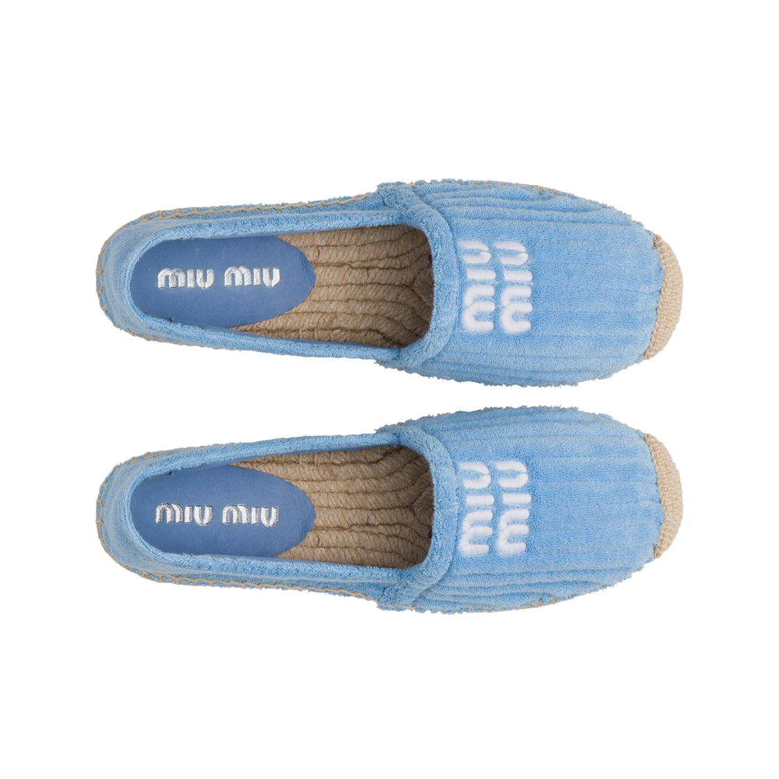 (W) 미우 미우 테리 클로스 에스파드리유 셀레스트((W) Miu Miu Terry Cloth Espadrilles Celeste) - 2