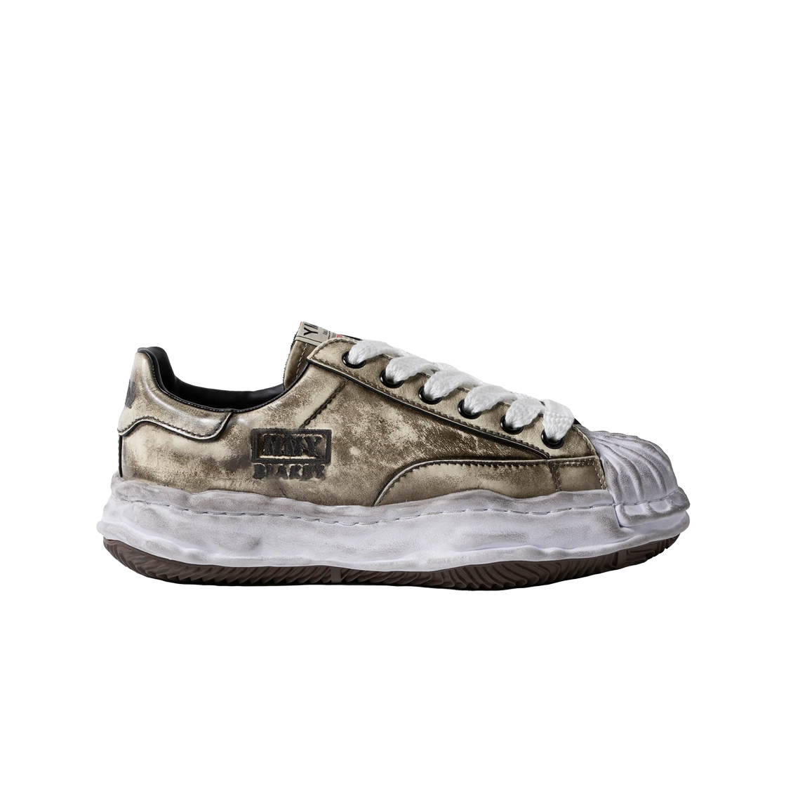 메종 미하라 야스히로 블레이키 OG 솔 브러쉬드 페이턴트 로우탑 스니커즈 화이트