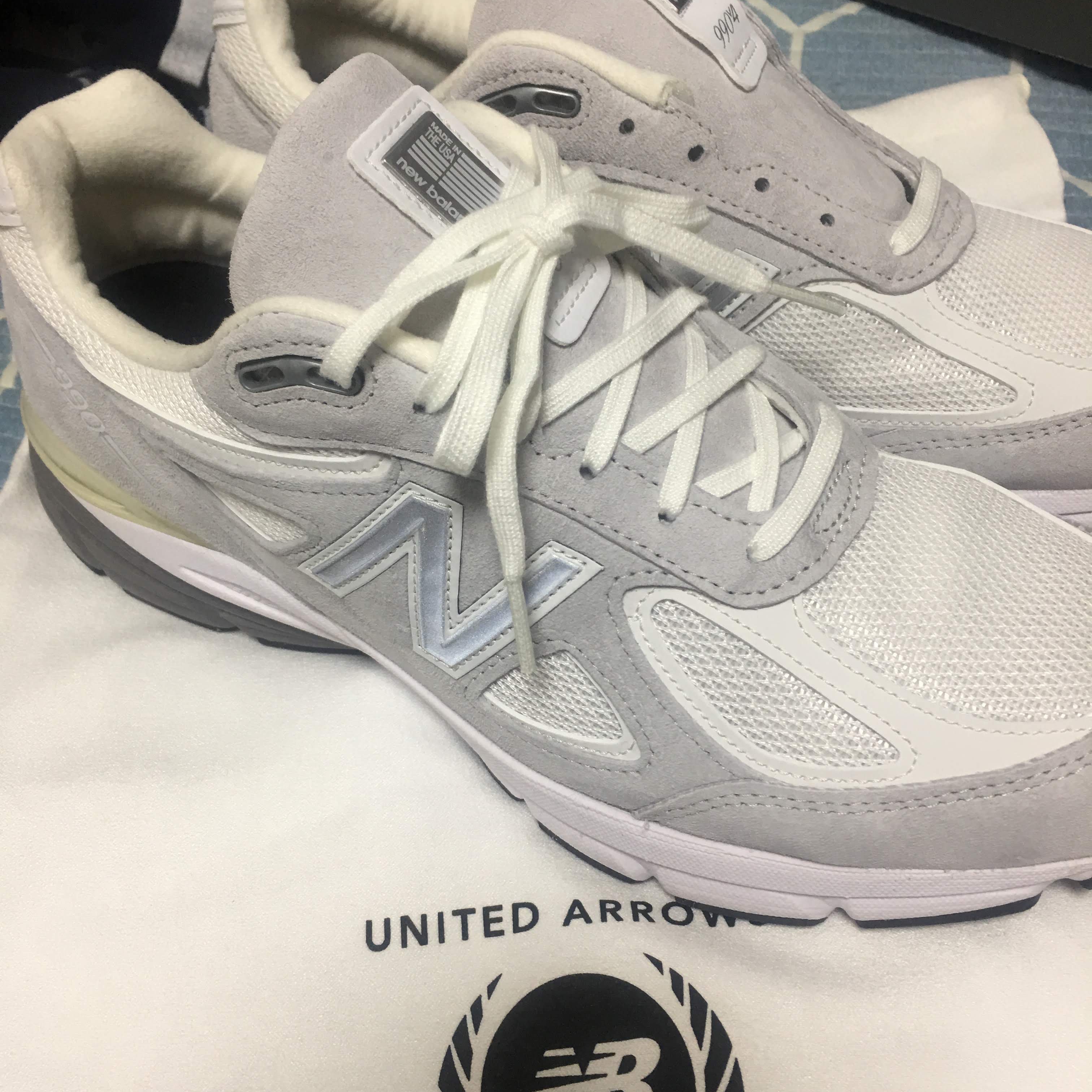 New Balance x United Arrows 990v4 Made in USA Grey White, New Balance 990v4 Made in USA Black - D Standard 착용 스타일 - 1