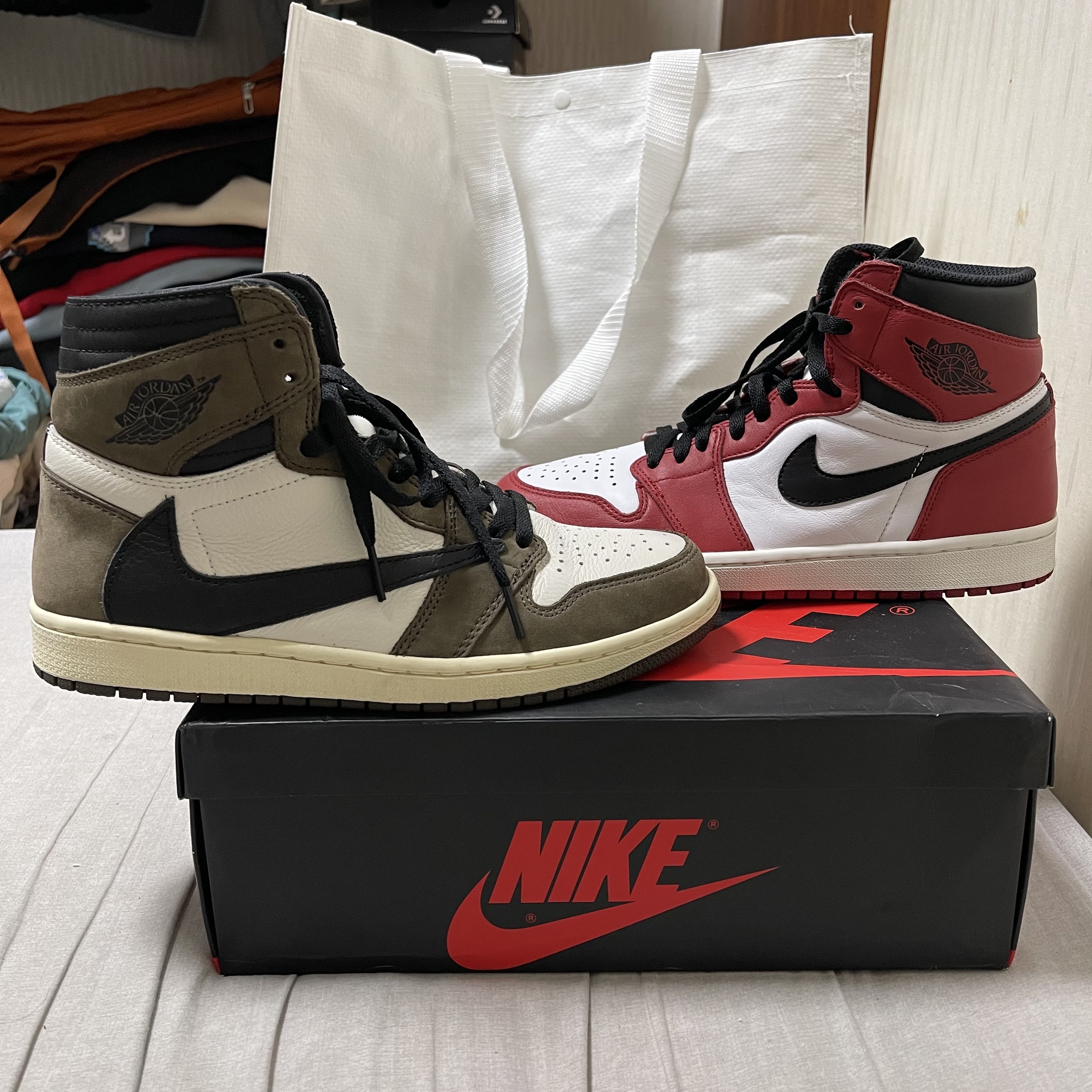 Jordan 1 x Travis Scott Retro High OG SP Mocha, Jordan 1 Retro High OG Chicago 2015 착용 스타일