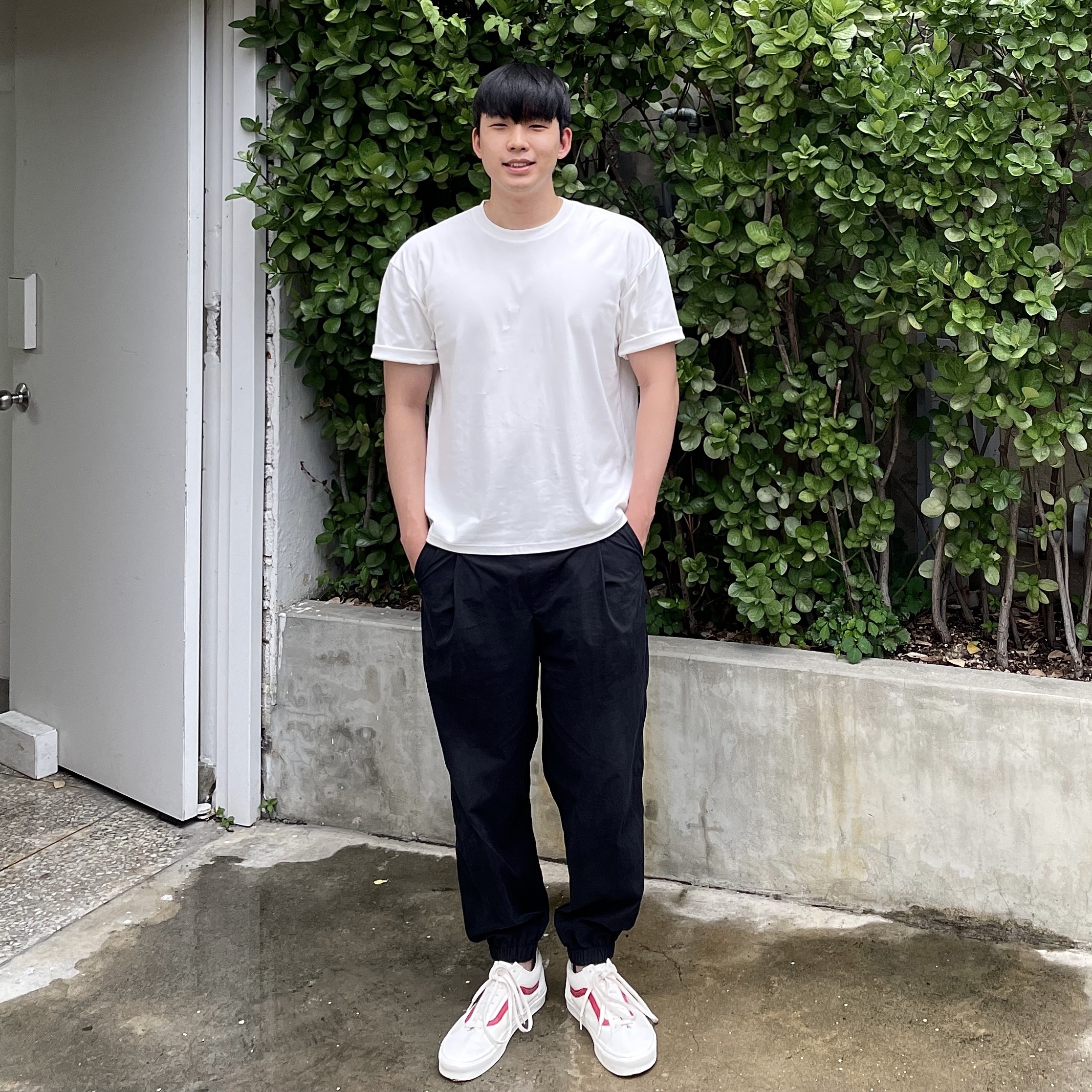 Vans Style 36 Marshmallow Racing Red 착용 스타일