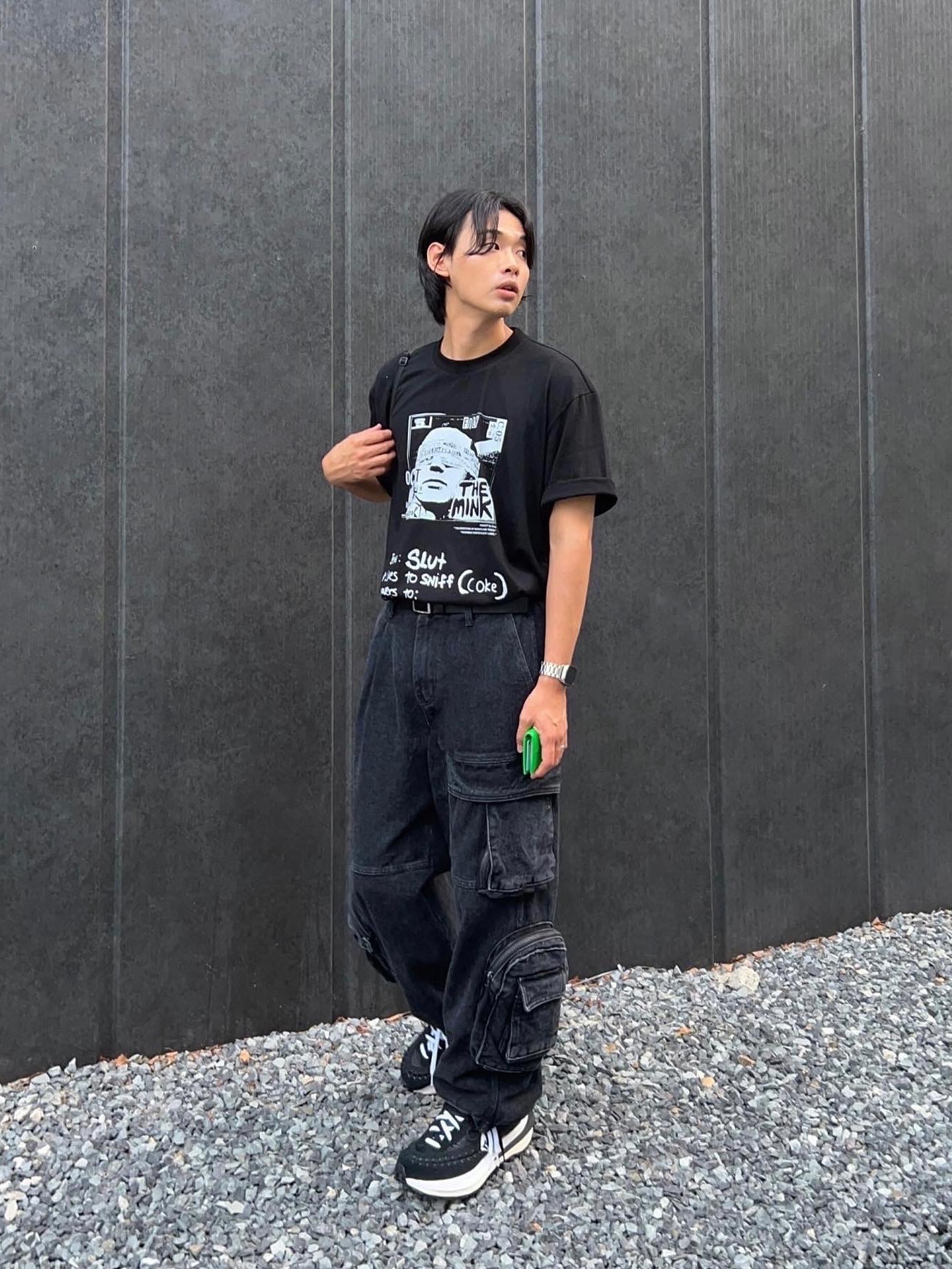 Nike x Sacai x Jean Paul Gaultier VaporWaffle Black White 착용 스타일 - 1