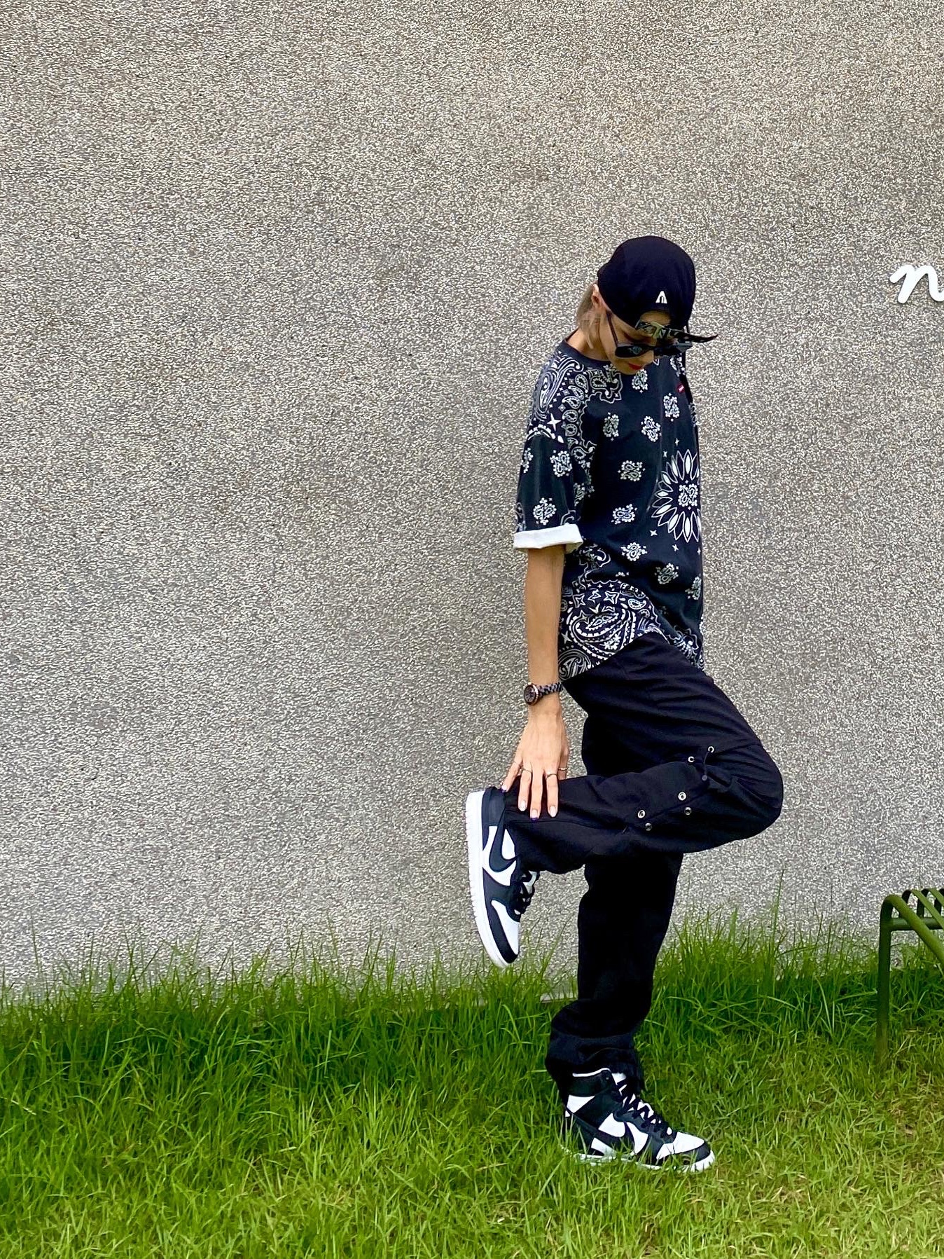 Nike x Ambush Dunk High Black, Supreme Small Box T-Shirt Black Bandana - 21SS 착용 스타일 - 3