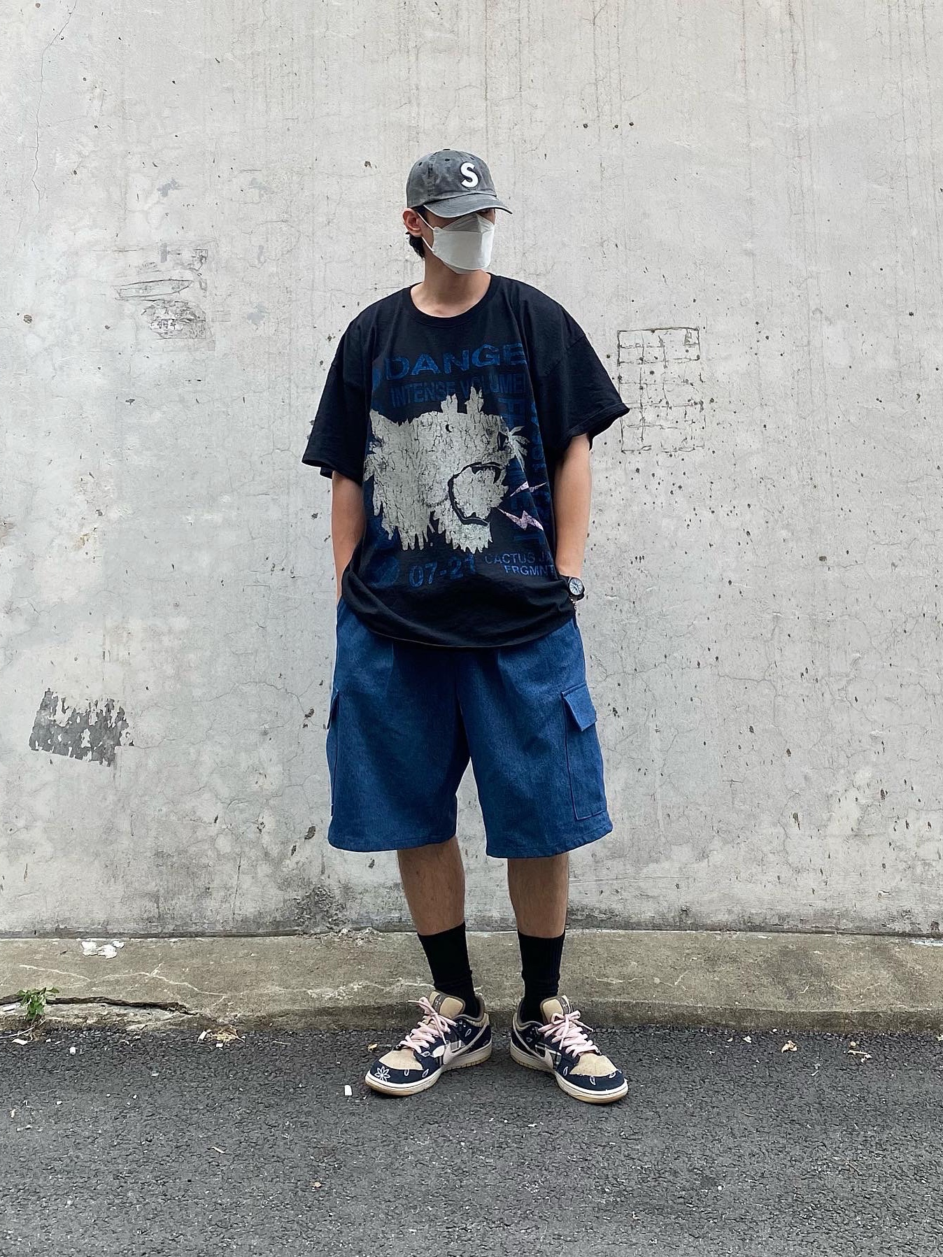 Supreme Pigment Print S Logo 6-Panel Black - 20SS, Nike x Travis Scott SB Dunk Low 착용 스타일 - 1