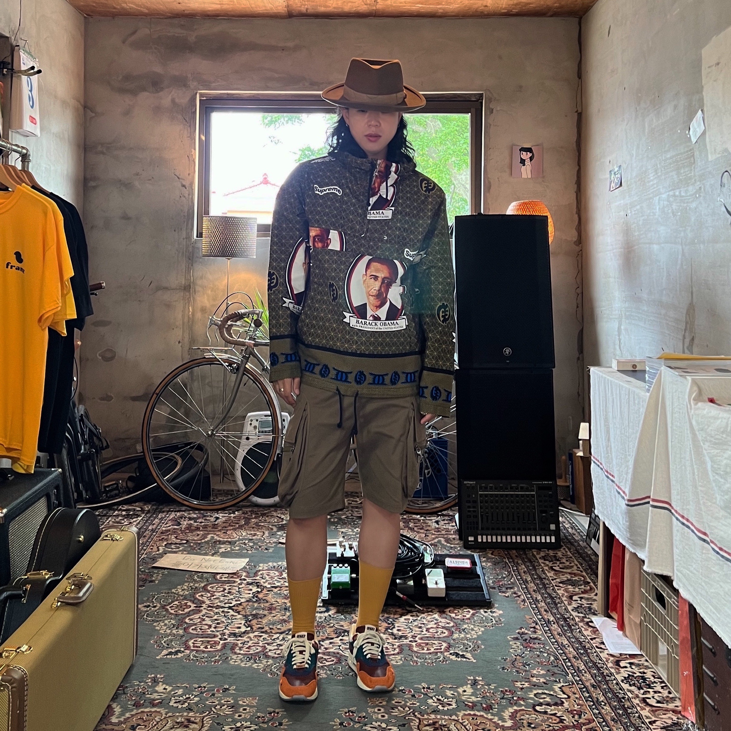 Nike x Kasina Air Max 1 SP Won-Ang Orange, Supreme Obama Anorak Green - 17SS 착용 스타일