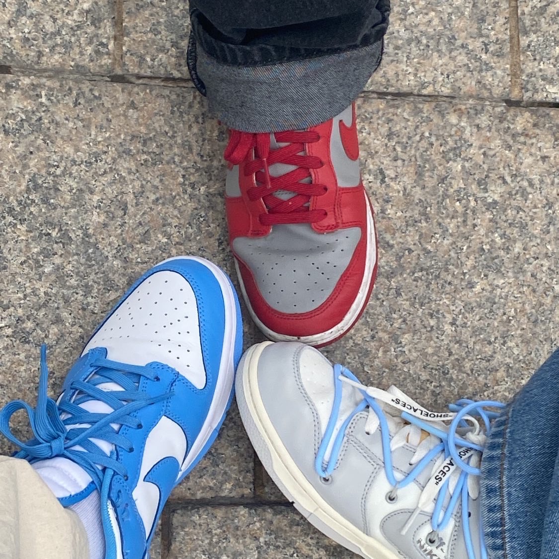 Nike Dunk Low Retro University Blue, Nike x Off-White Dunk Low The 50 - Lot 46 착용 스타일