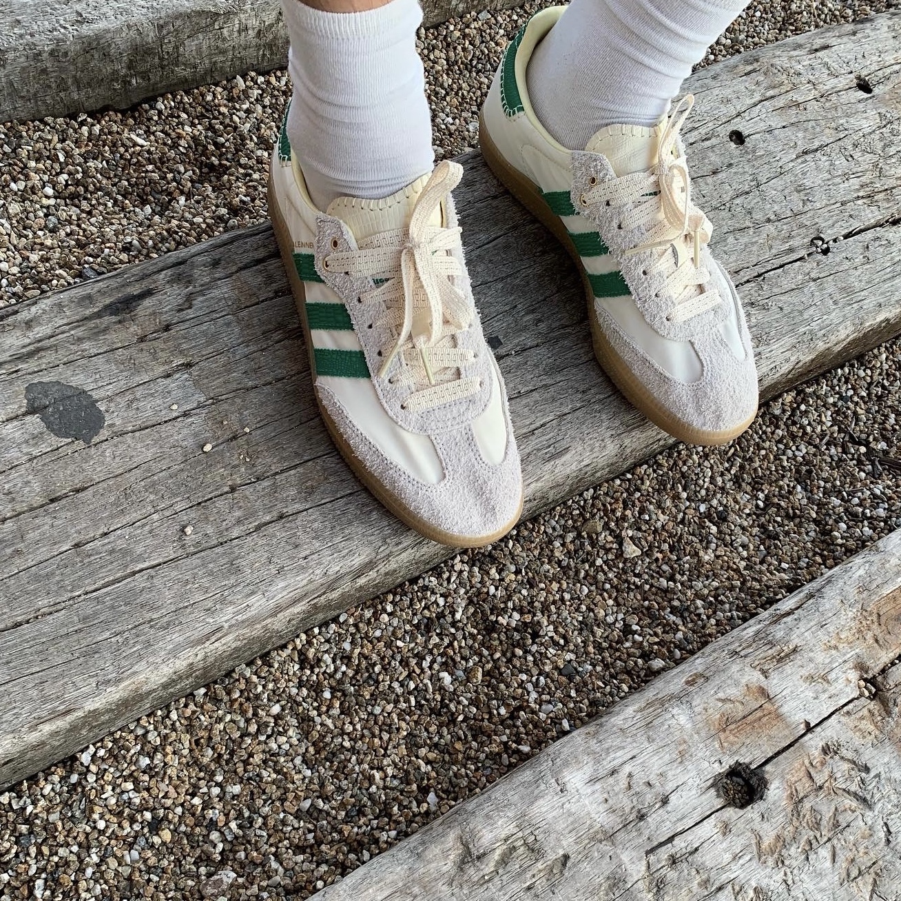 Adidas x Wales Bonner Samba Cream Green 착용 스타일 - 3