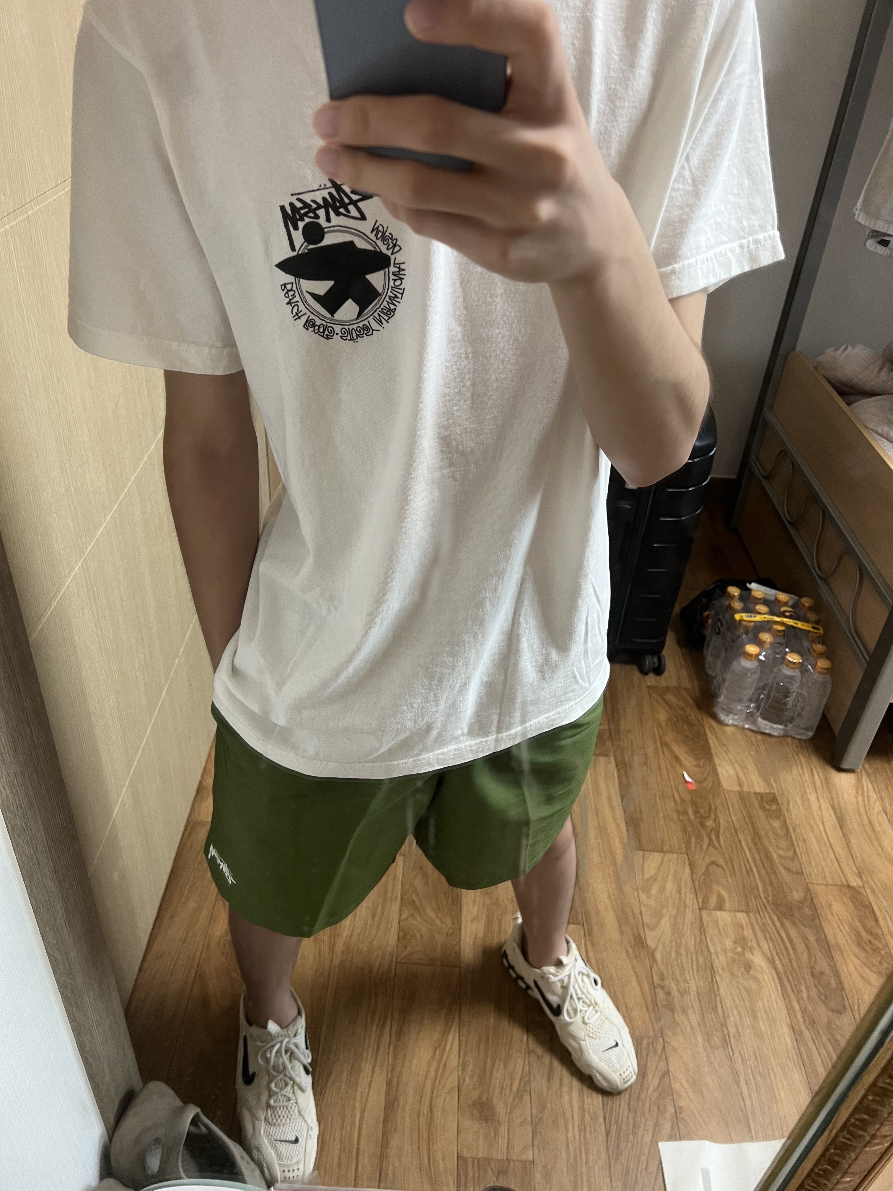 Stussy Stock Water Shorts Navy, Stussy Stock Water Shorts Black 착용 스타일