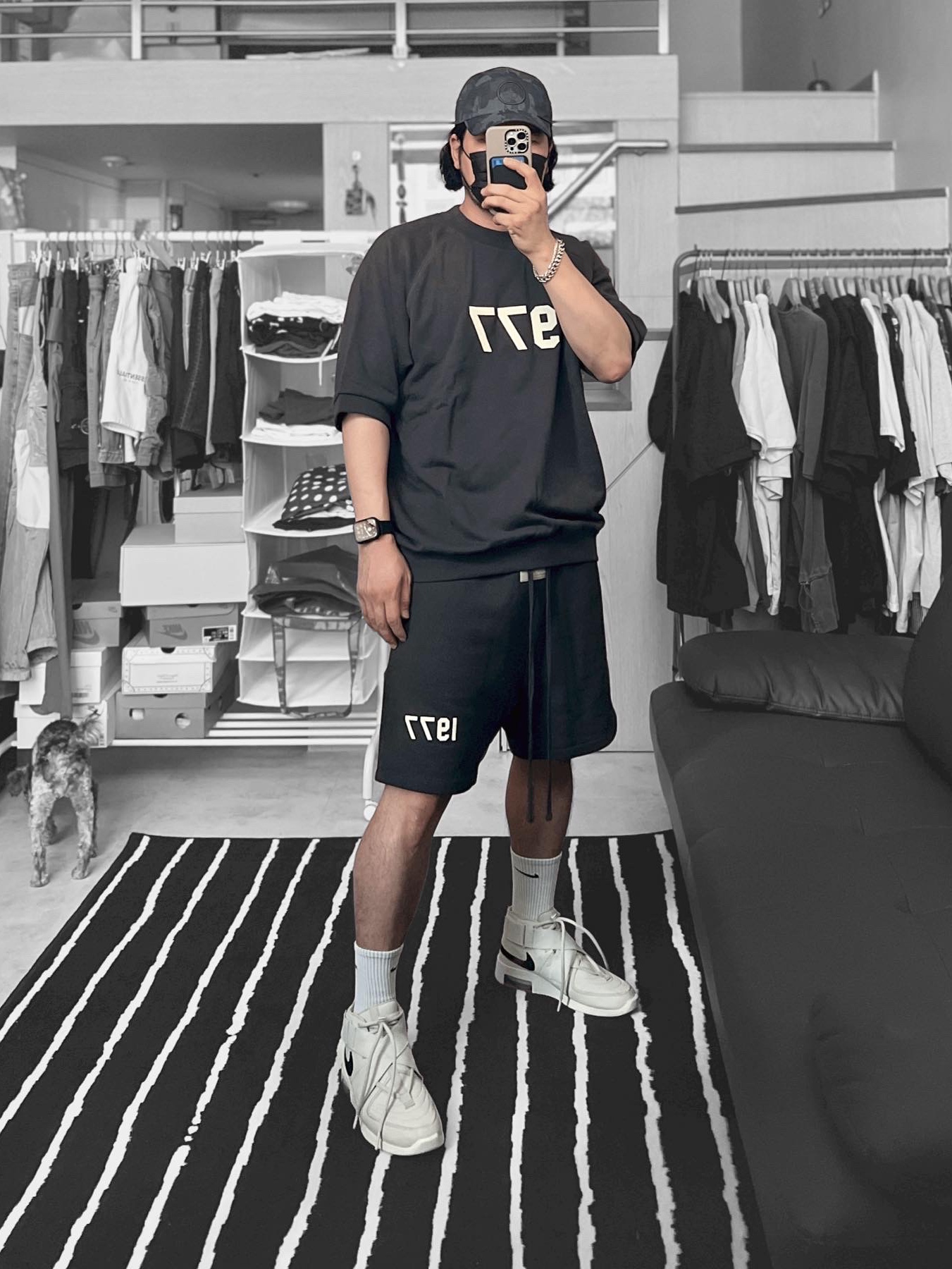 Nike x Peaceminusone Kwondo1 White, Jordan 1 x Travis Scott x Fragment Retro Low OG SP Military Blue 착용 스타일 - 4