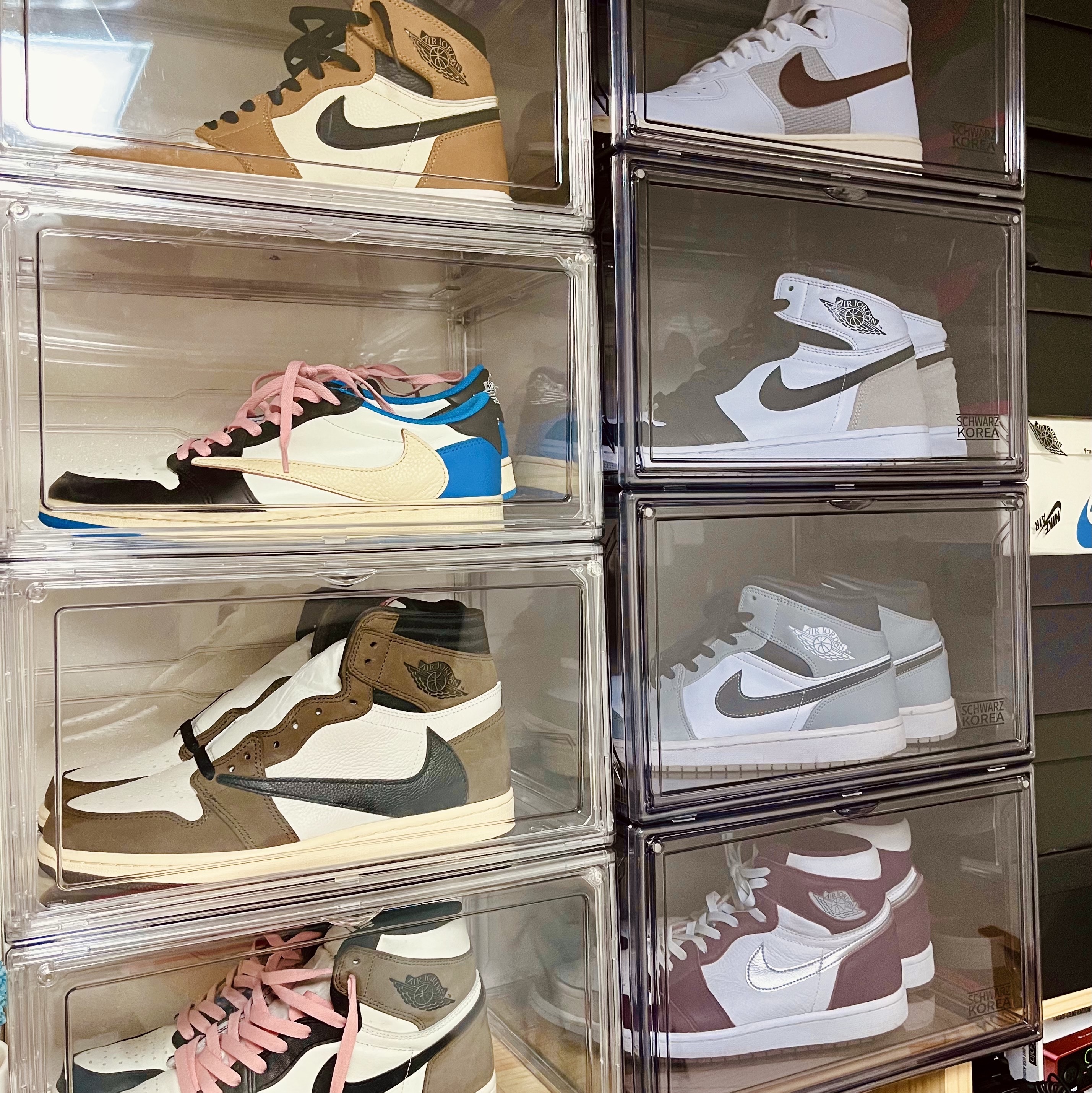 Jordan 1 Retro High Rookie of the Year, Jordan 1 x Travis Scott x Fragment Retro Low OG SP Military Blue 착용 스타일