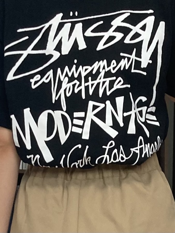 Stussy Modern Age T-Shirt Black, Nike x Stussy Air Force 1 '07 Mid SP Fossil 착용 스타일 - 2