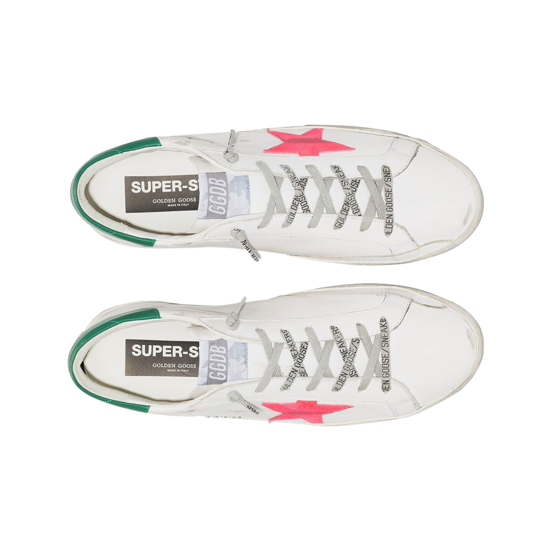 골든구스 슈퍼스타 화이트 핑크 그린탭 스니커즈(Golden Goose Superstar White Pink Green Heel Tab Sneakers) - 2