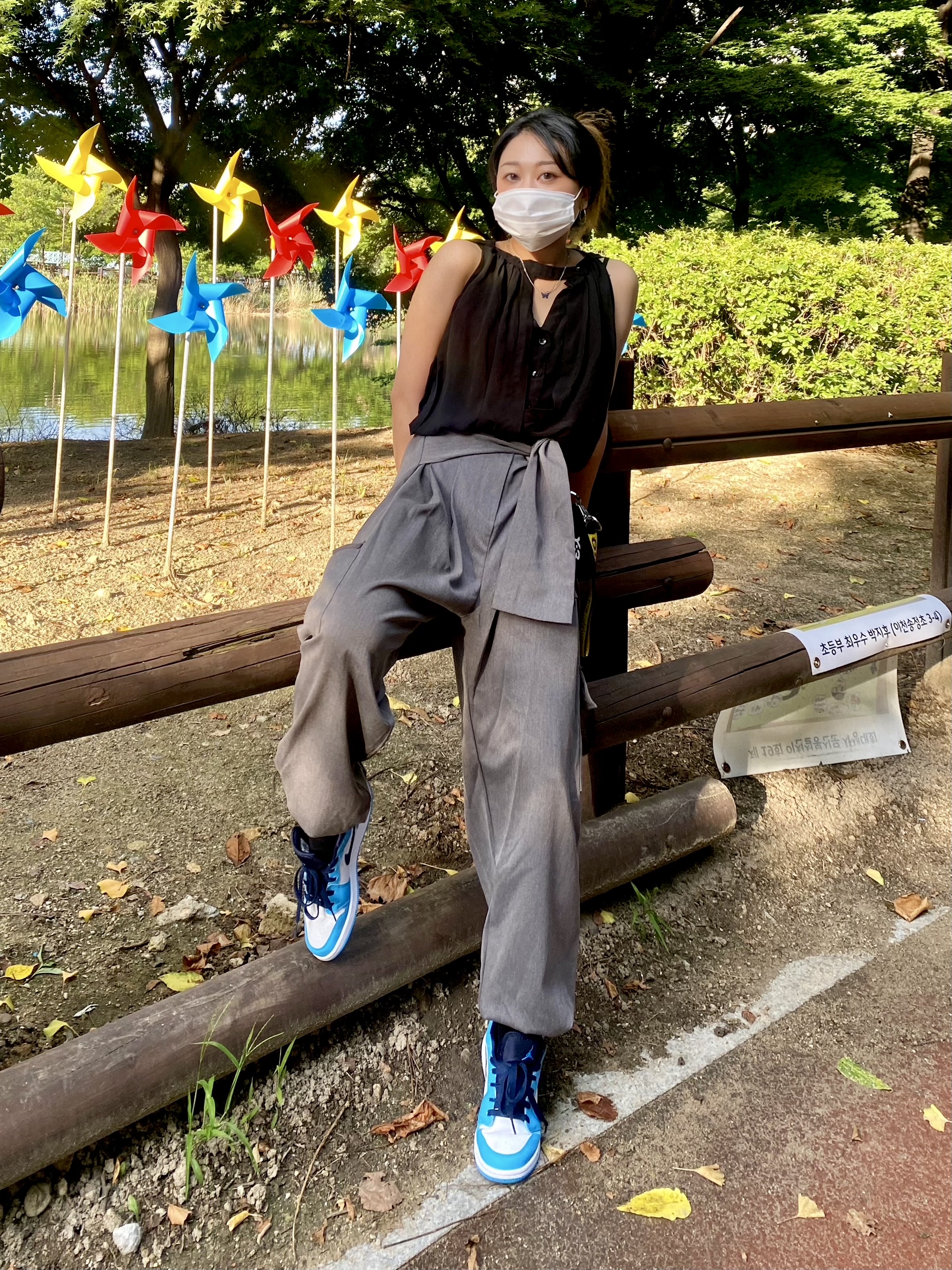 (GS) Jordan 1 Low Dark Powder Blue 착용 스타일 - 3