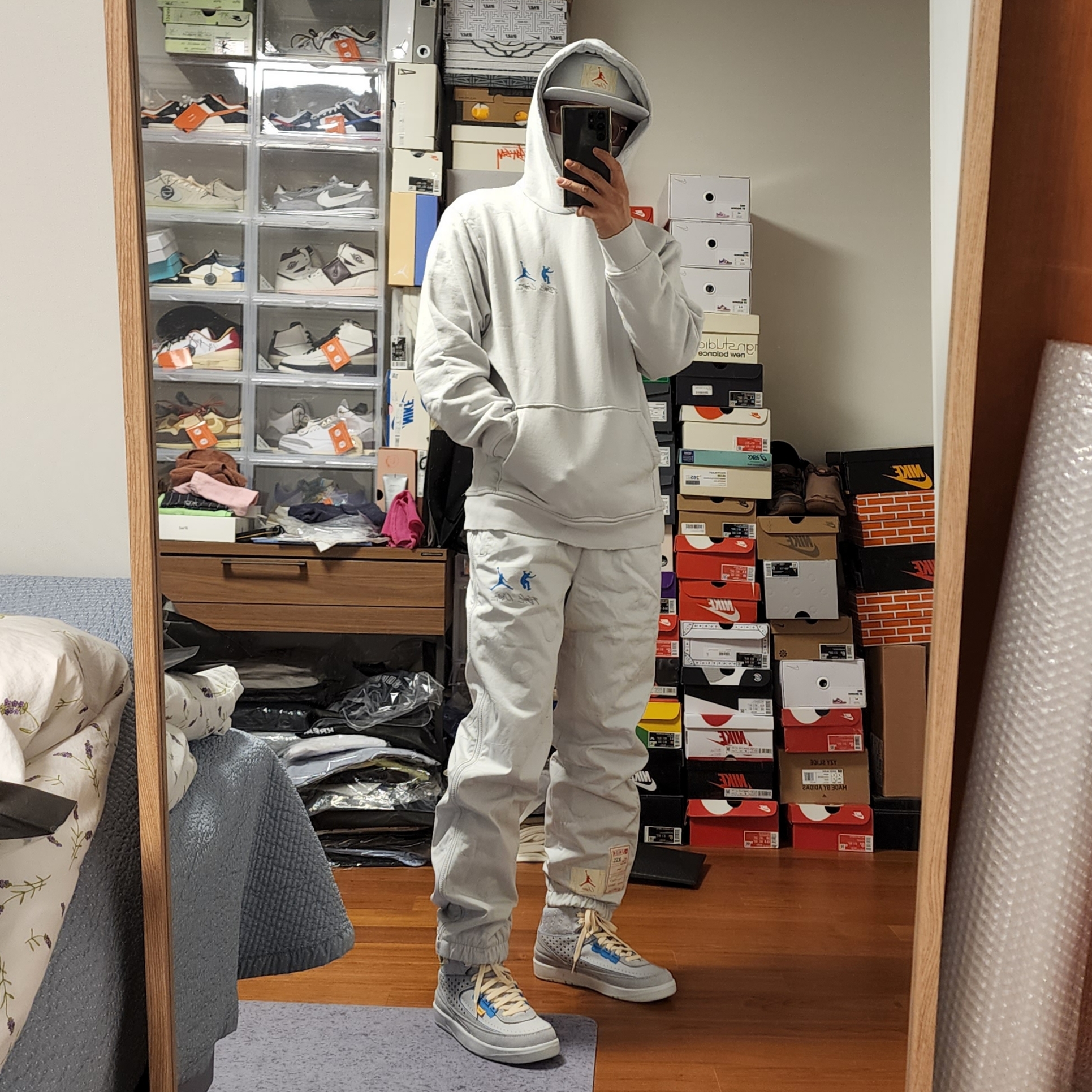 Jordan 2 x Union Retro SP Grey Fog, Jordan x Union Cap Photon Dust 착용 스타일 - 2