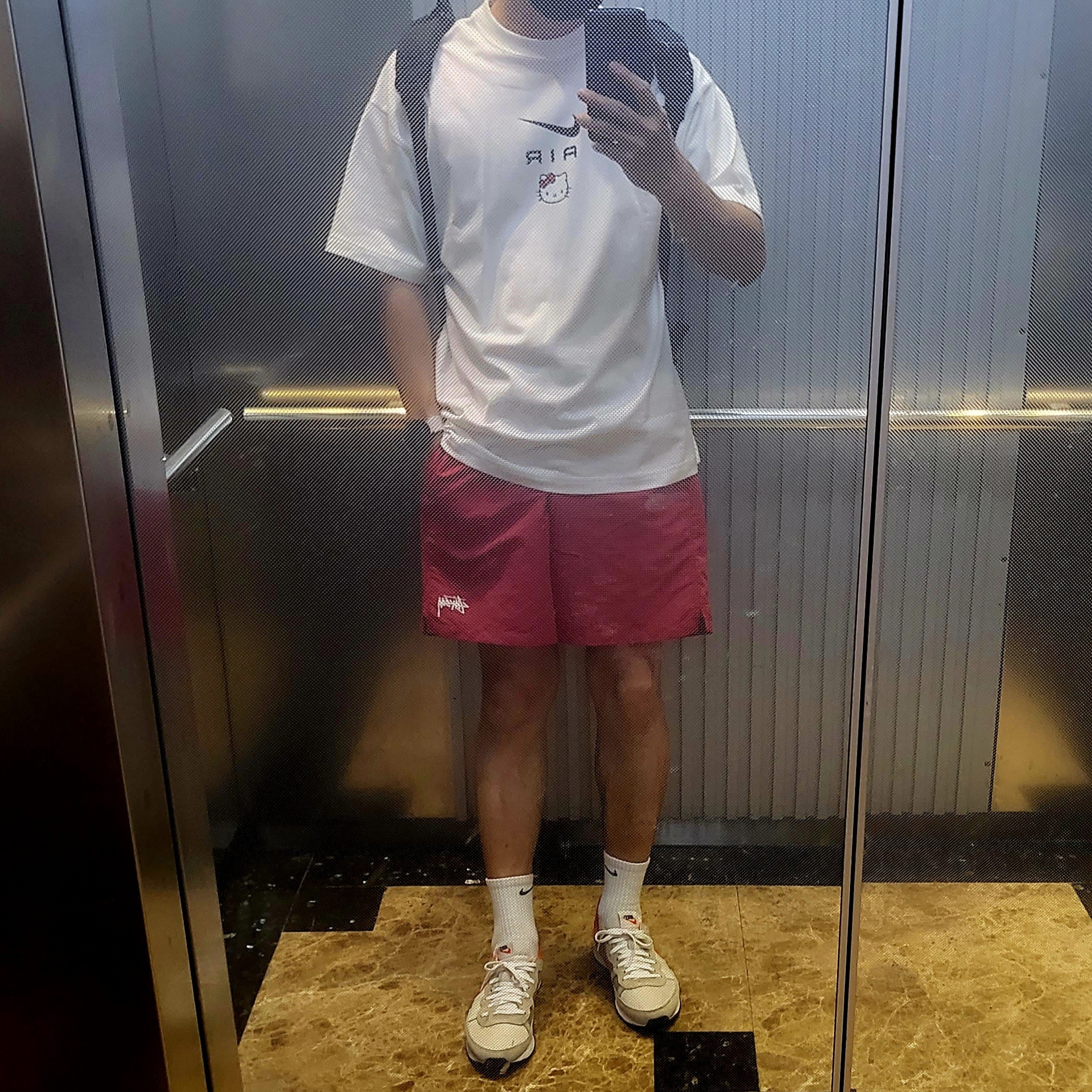 Stussy Stock Water Shorts Red 착용 스타일