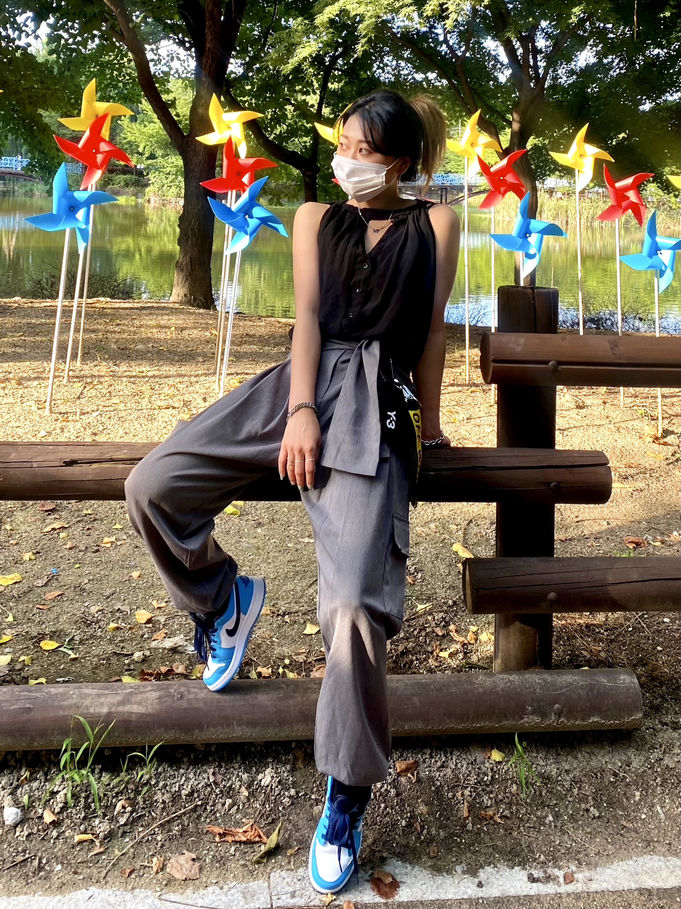 (GS) Jordan 1 Low Dark Powder Blue 착용 스타일 - 2