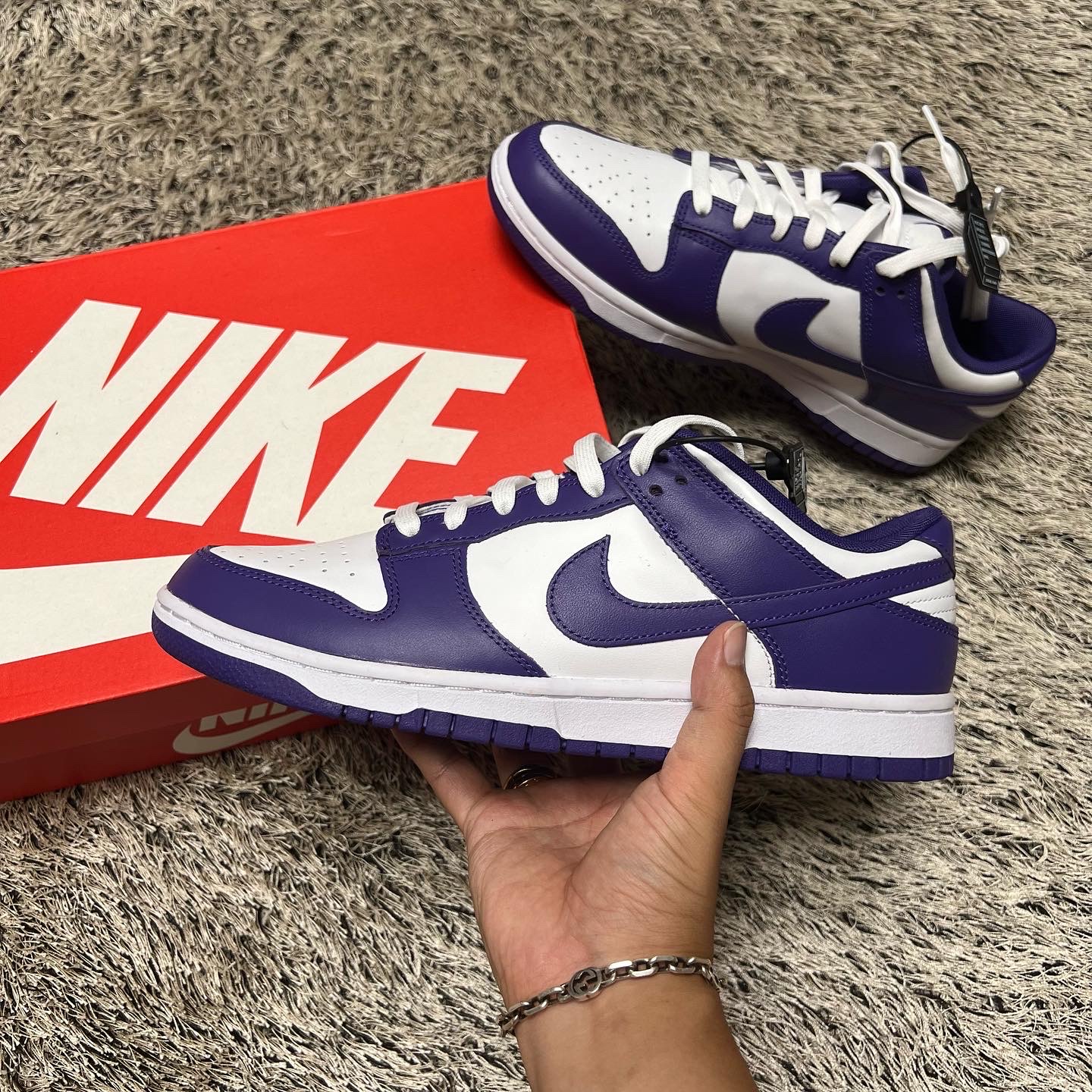 Nike Dunk Low Retro Championship Court Purple 착용 스타일 - 1
