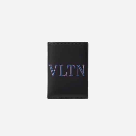 발렌티노 네온 VLTN 카프스킨 카드 케이스 블랙