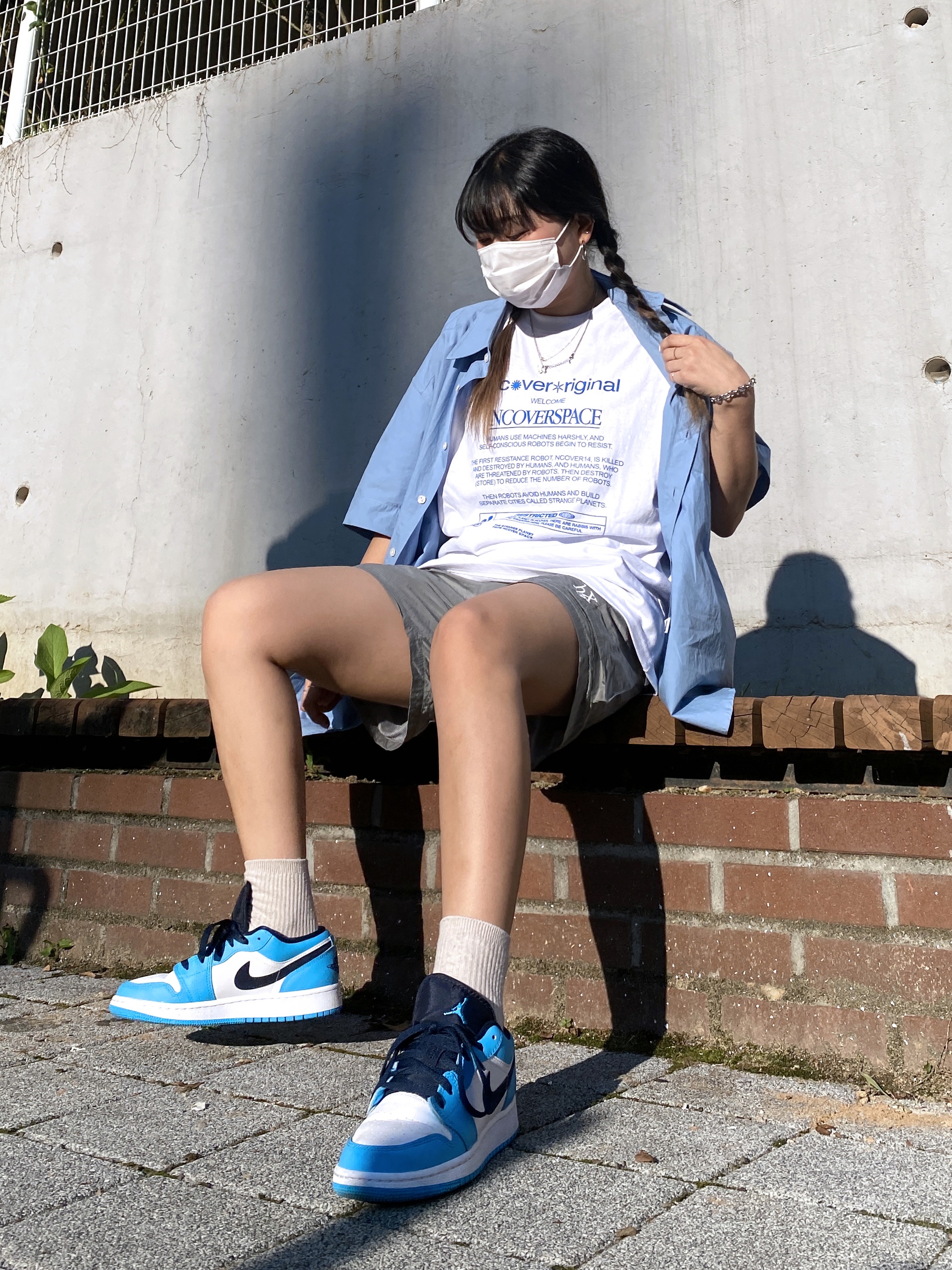 (GS) Jordan 1 Low Dark Powder Blue 착용 스타일