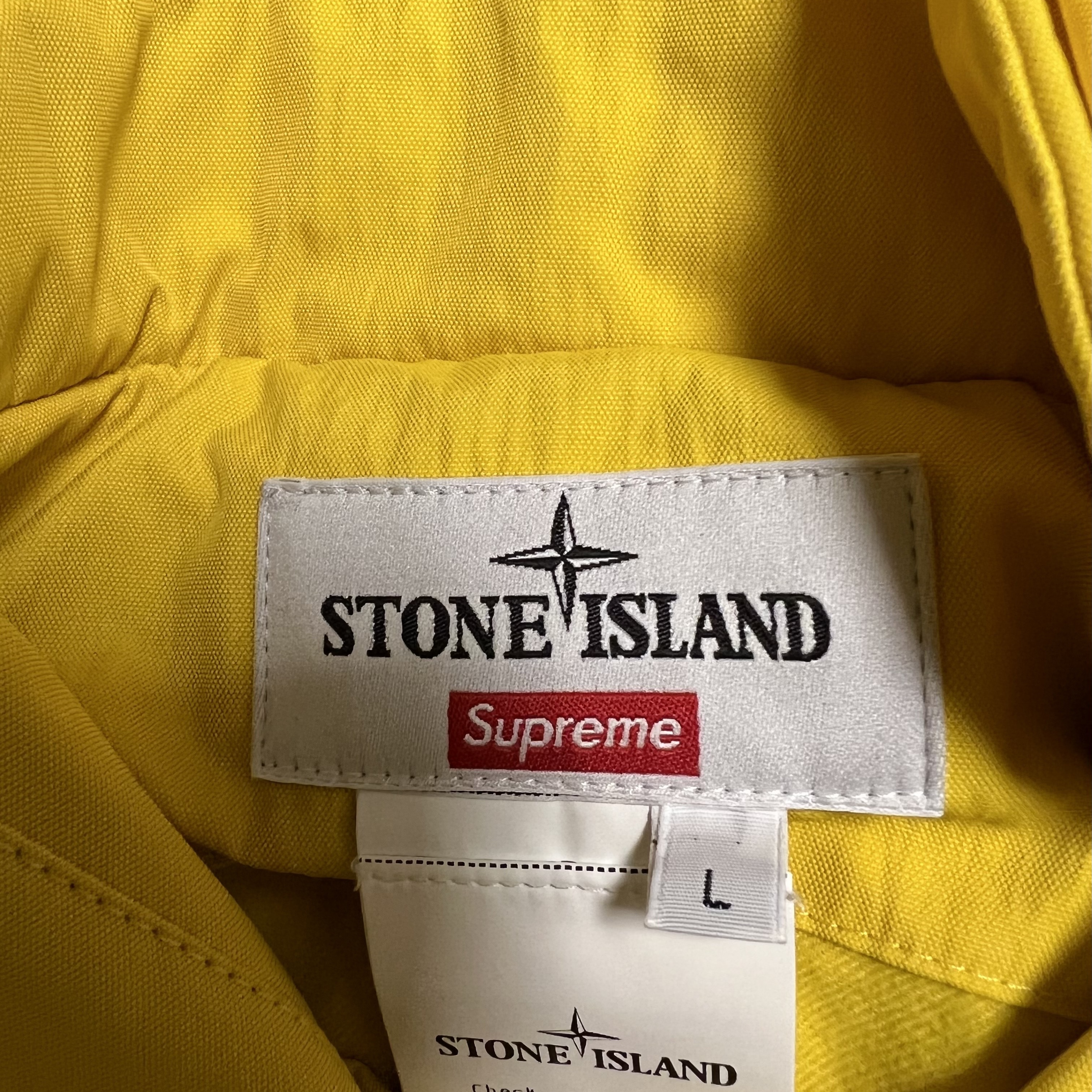 Supreme x Stone Island Formula Steel Reversible Faux Fur Parka Yellow - 22SS 착용 스타일 - 5