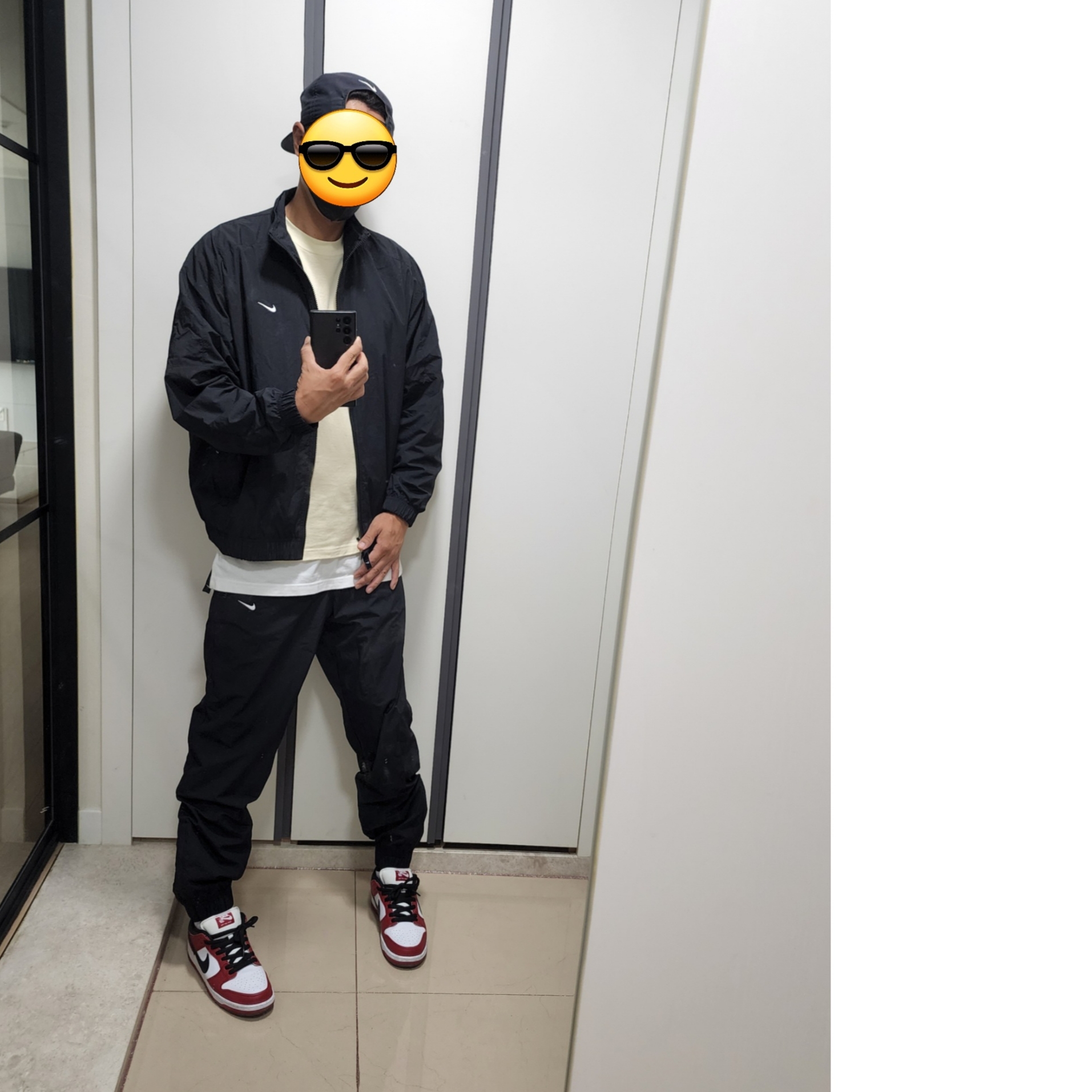 Nike NRG Solo Swoosh Woven Track Jacket Black - Asia, Nike NRG Solo Swoosh Woven Track Pants Black White - Asia 착용 스타일
