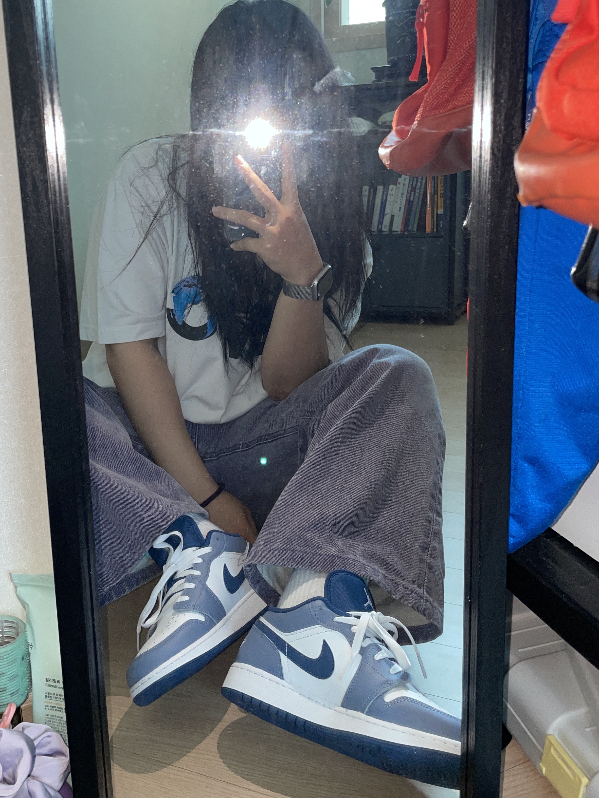 (GS) Jordan 1 Low SE Ashen Slate and Mystic Navy 착용 스타일 - 2