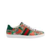 (W) Gucci Strawberry Print Ace Sneakers Beige Ebony