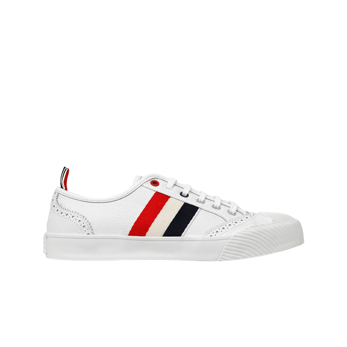 톰브라운 페블 그레인 레더 로우탑 벌크 트레이너 화이트(Thom Browne Pebble Grain Leather Low-Top Vulcanized Trainer White) - 1
