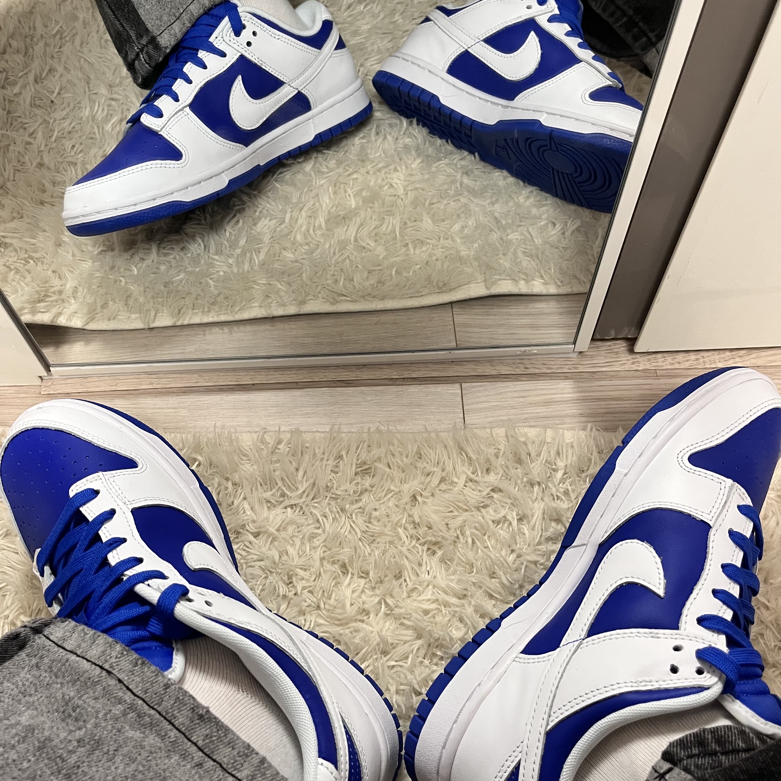 Nike Dunk Low Retro Racer Blue and White 착용 스타일 - 4