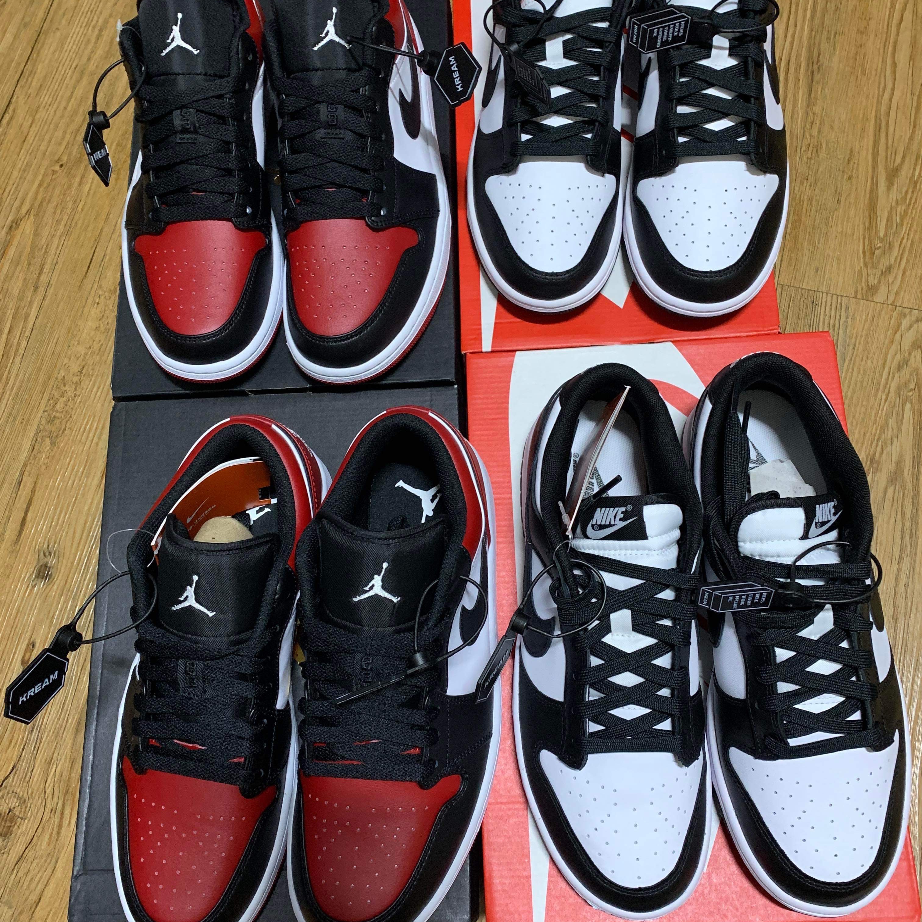 Jordan 1 Low Bred Toe, Nike Dunk Low Retro Black 착용 스타일