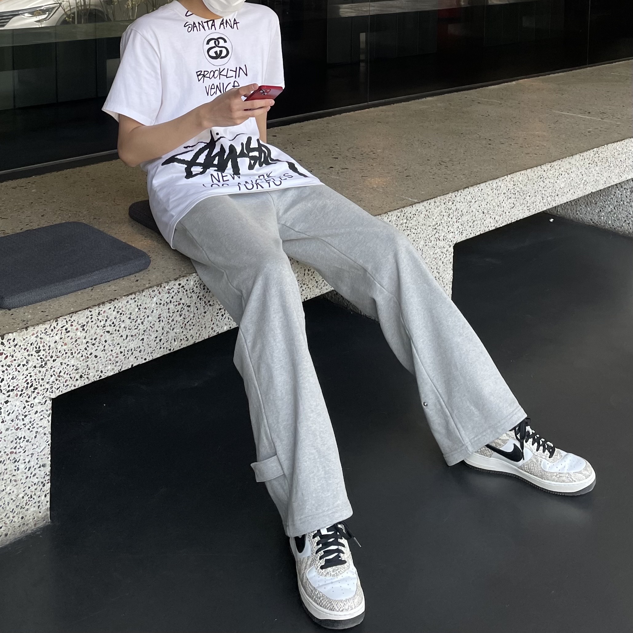 Stussy x Takahiromiyashita The Soloist 40 WT T-Shirt, Nike Air Force 1 Low Retro Cocoa Snake 2018 착용 스타일