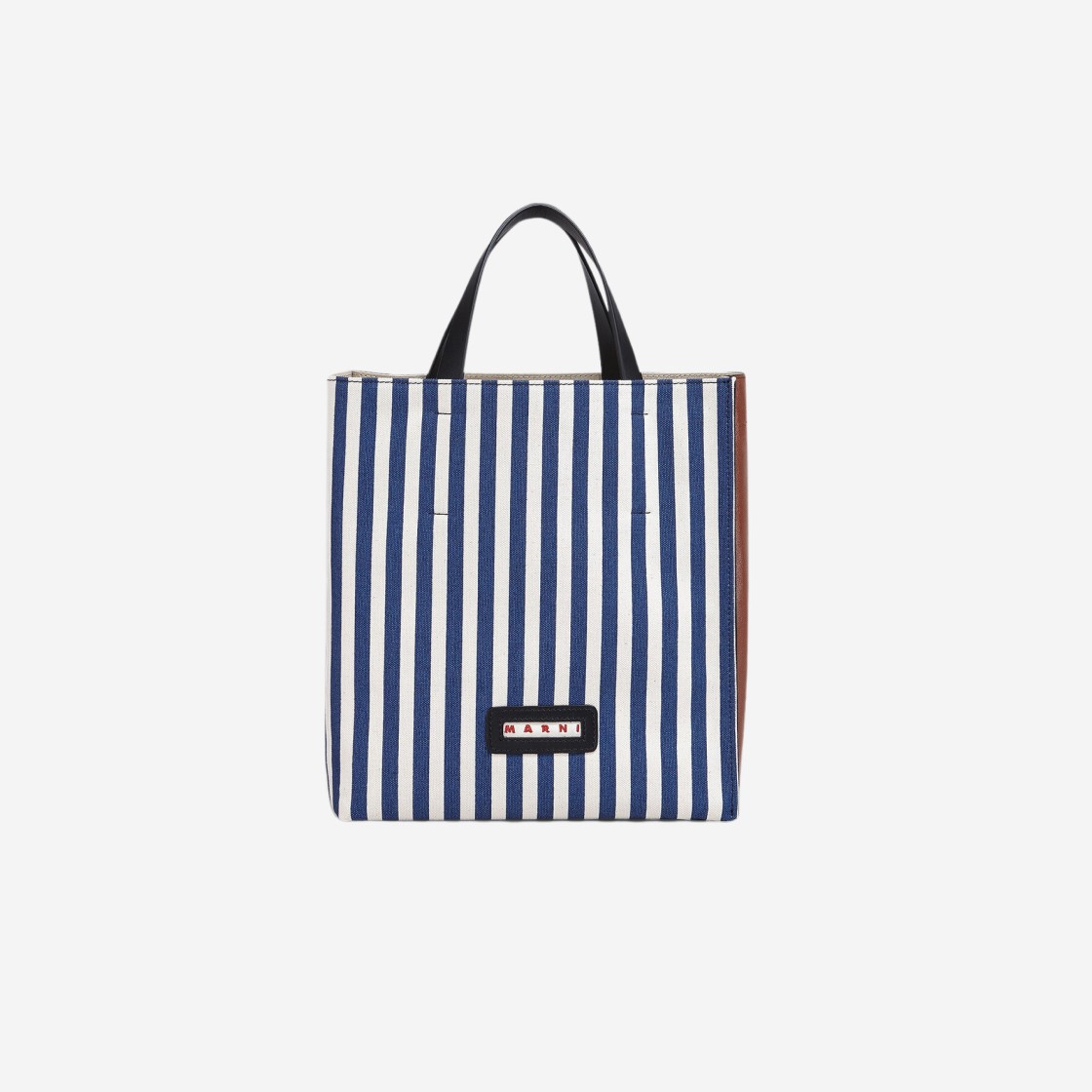 Marni Moseo Soft Small Bag in Blue Stripe Canvas Ocean Earth of Siena Black 상세 이미지 1