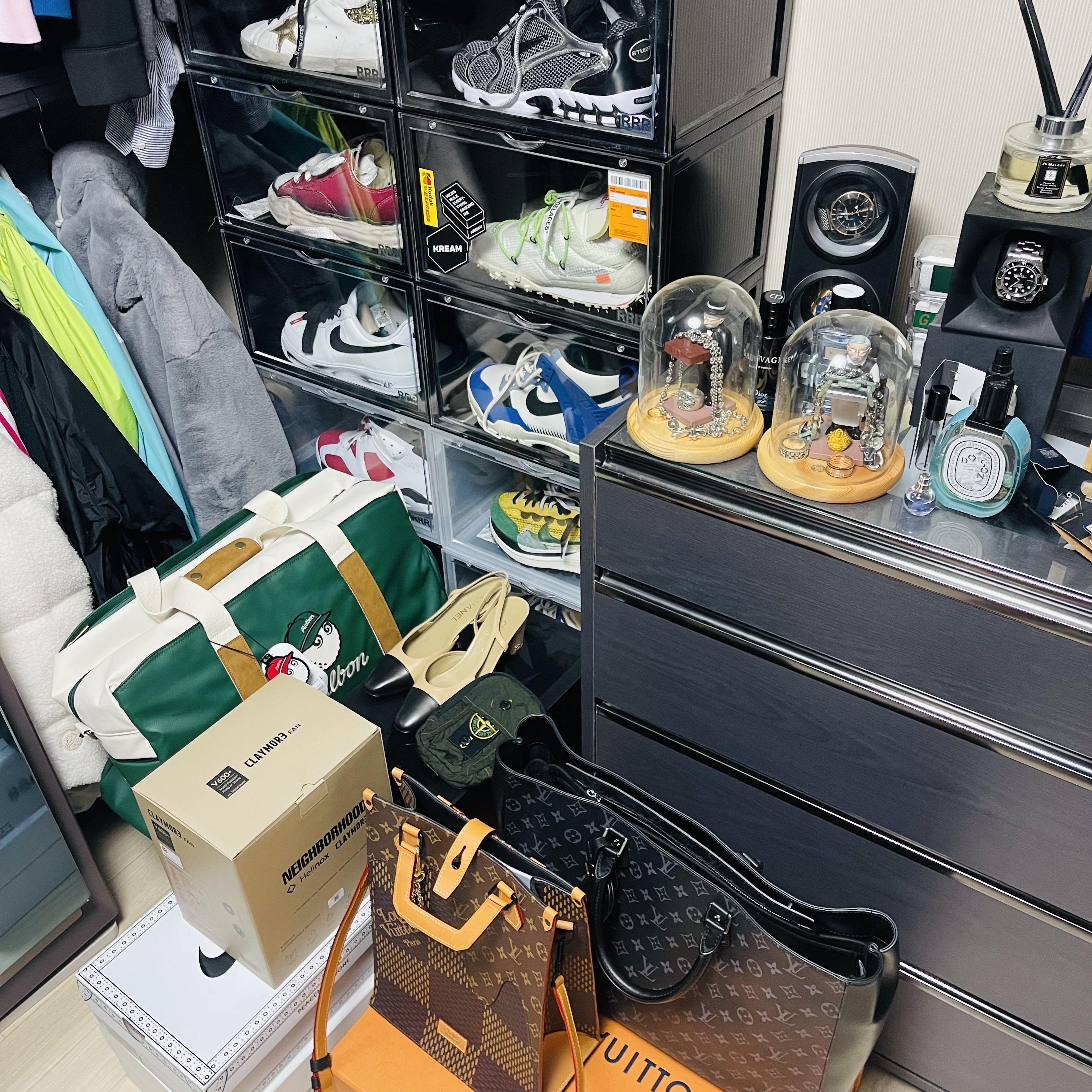 Louis Vuitton x Nigo Mini Tote Giant Damier Ebene and Monogram, Louis Vuitton Grand Sac Monogram Eclipse 착용 스타일